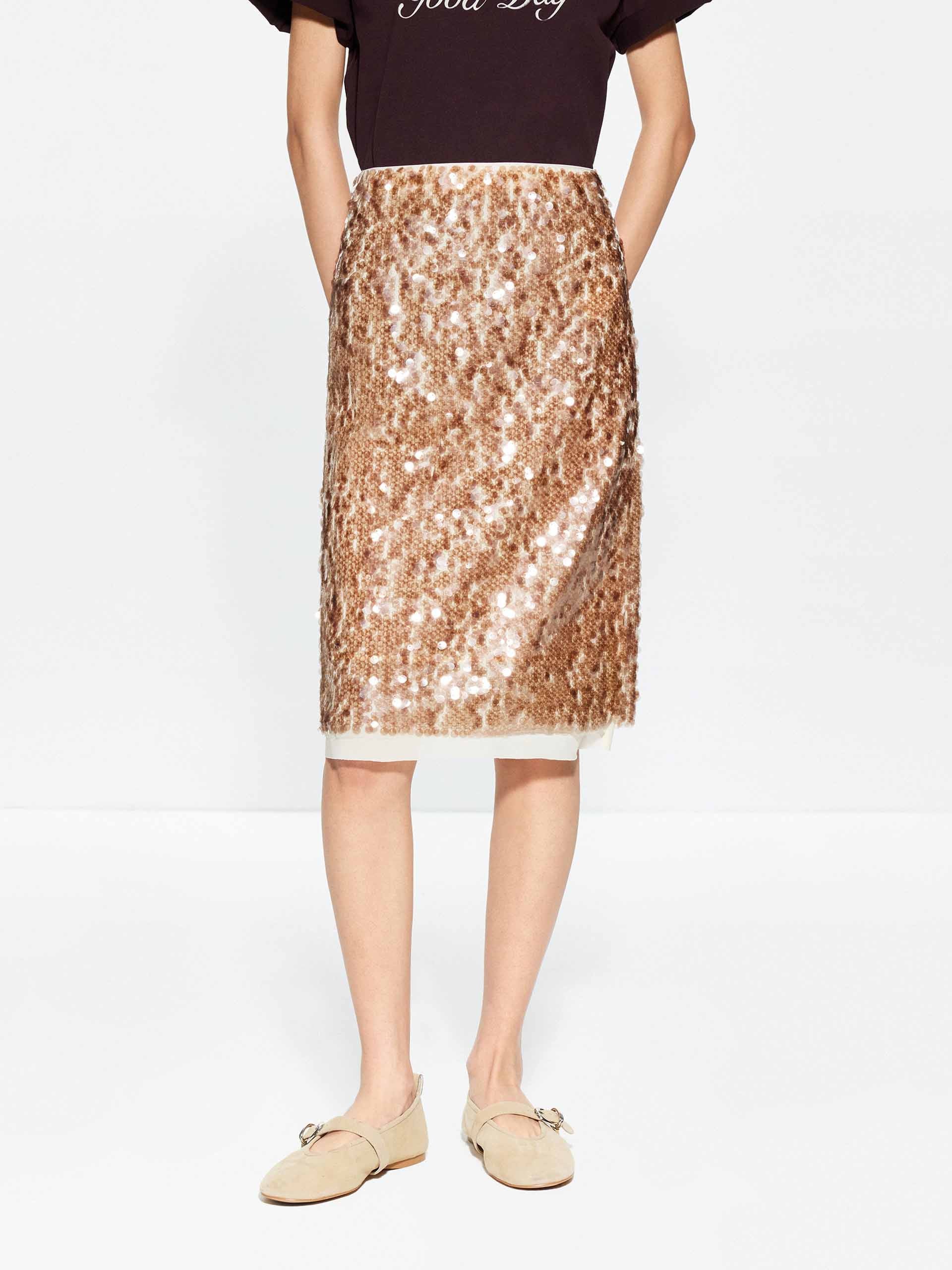 Sequin Layered Straight Skirt