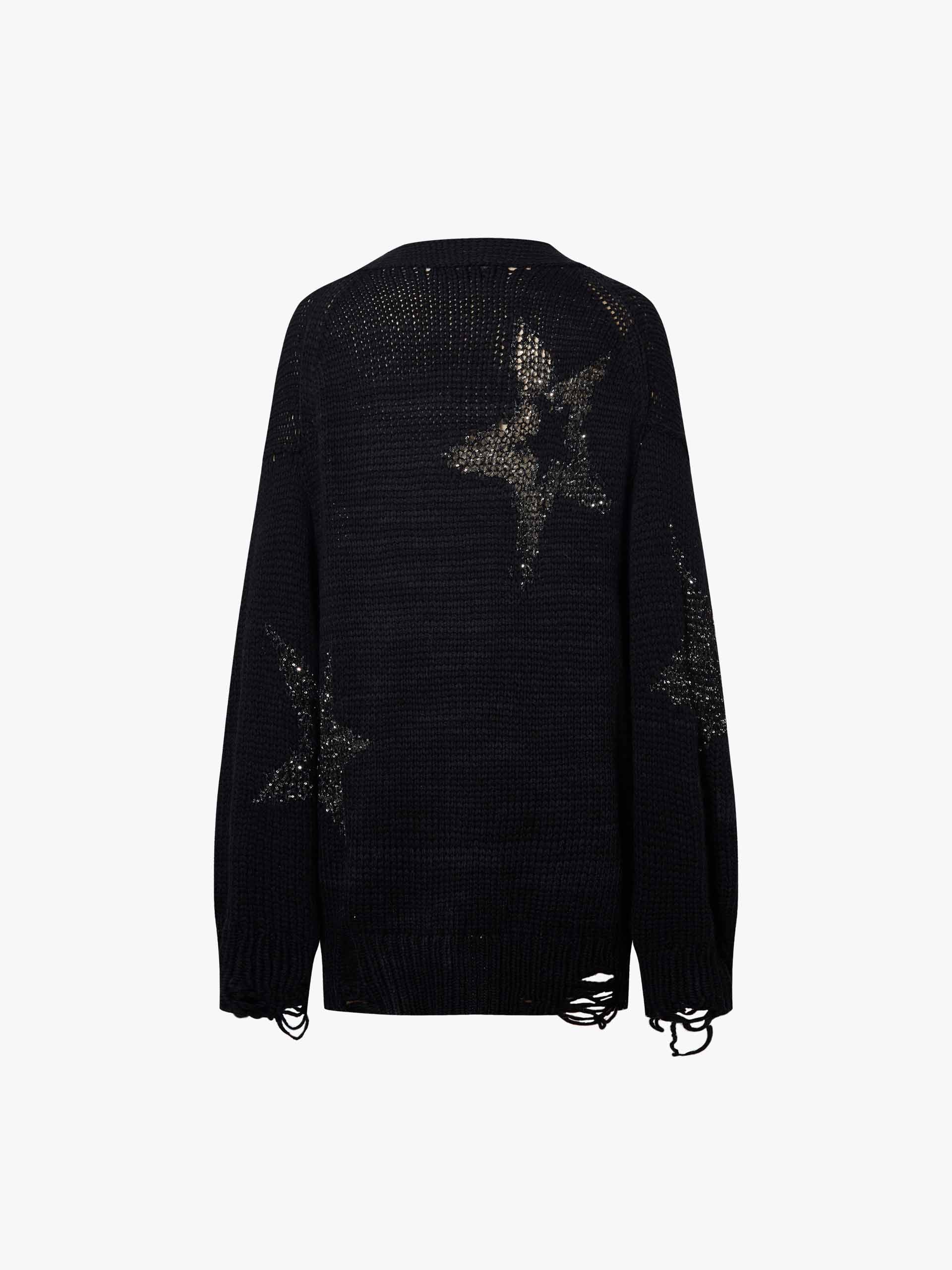 Sequin Star Raw Hem Cardigan - Image 6