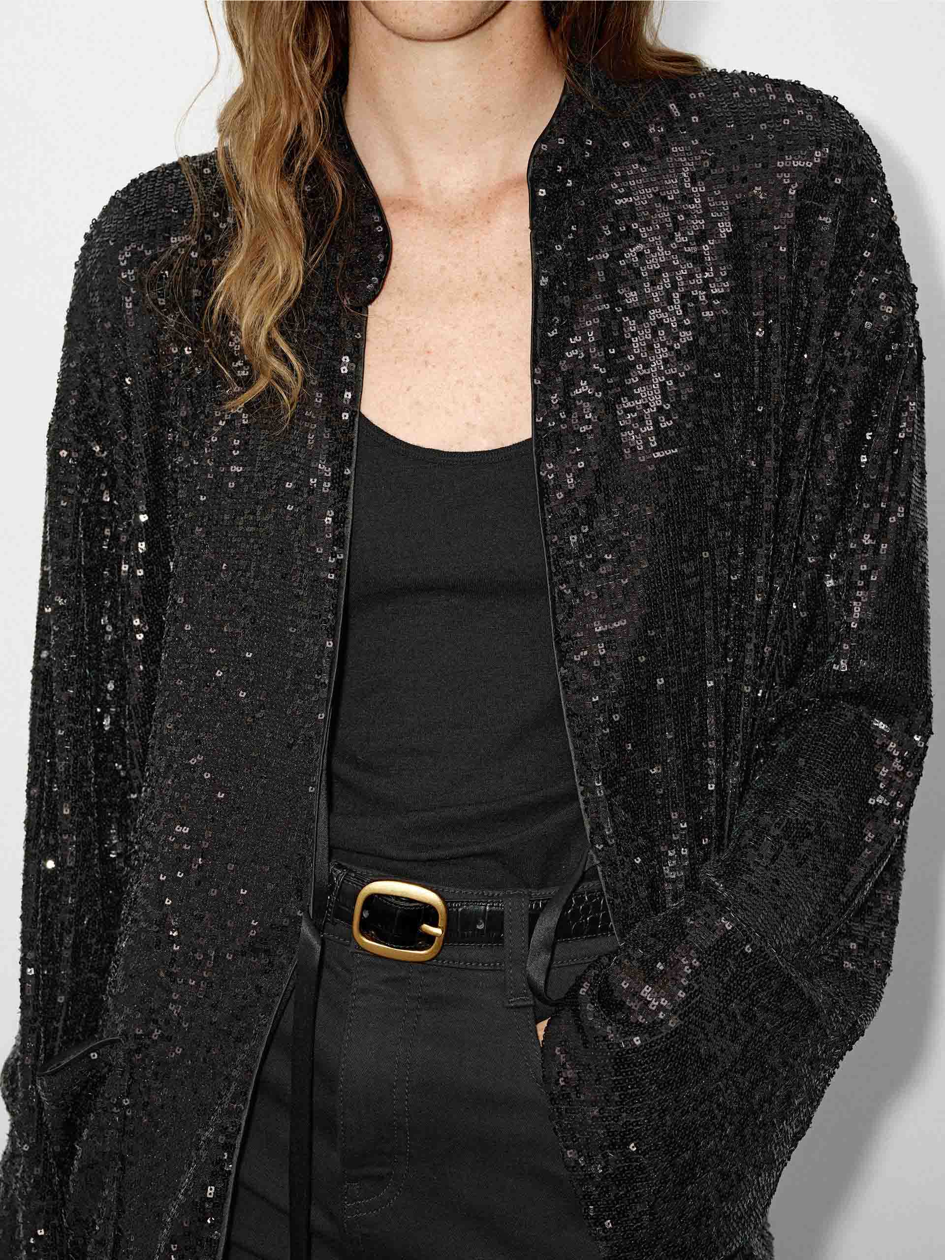 Sequin Textured Loose Coat - Image 3