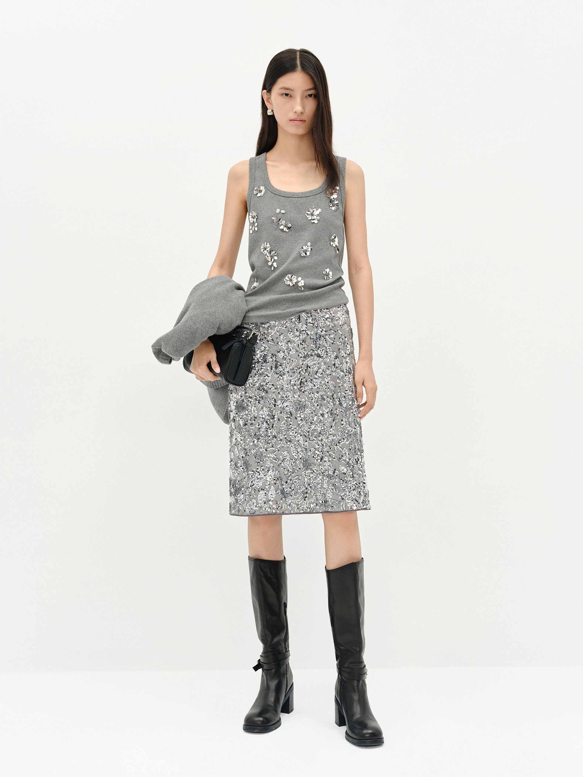 Sequins Detail Cotton Tank - Image 7