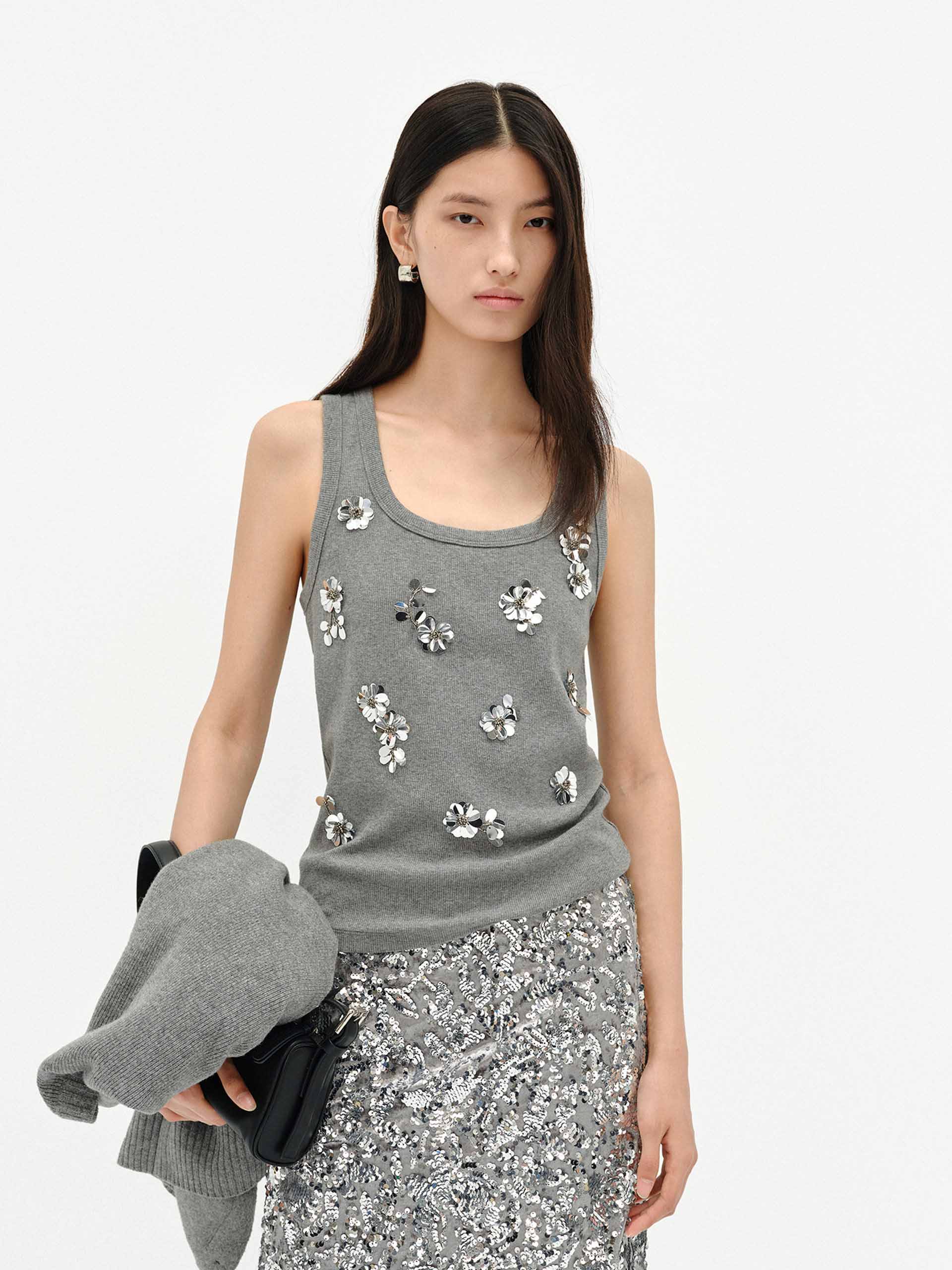 Sequins Detail Cotton Tank - Image 8