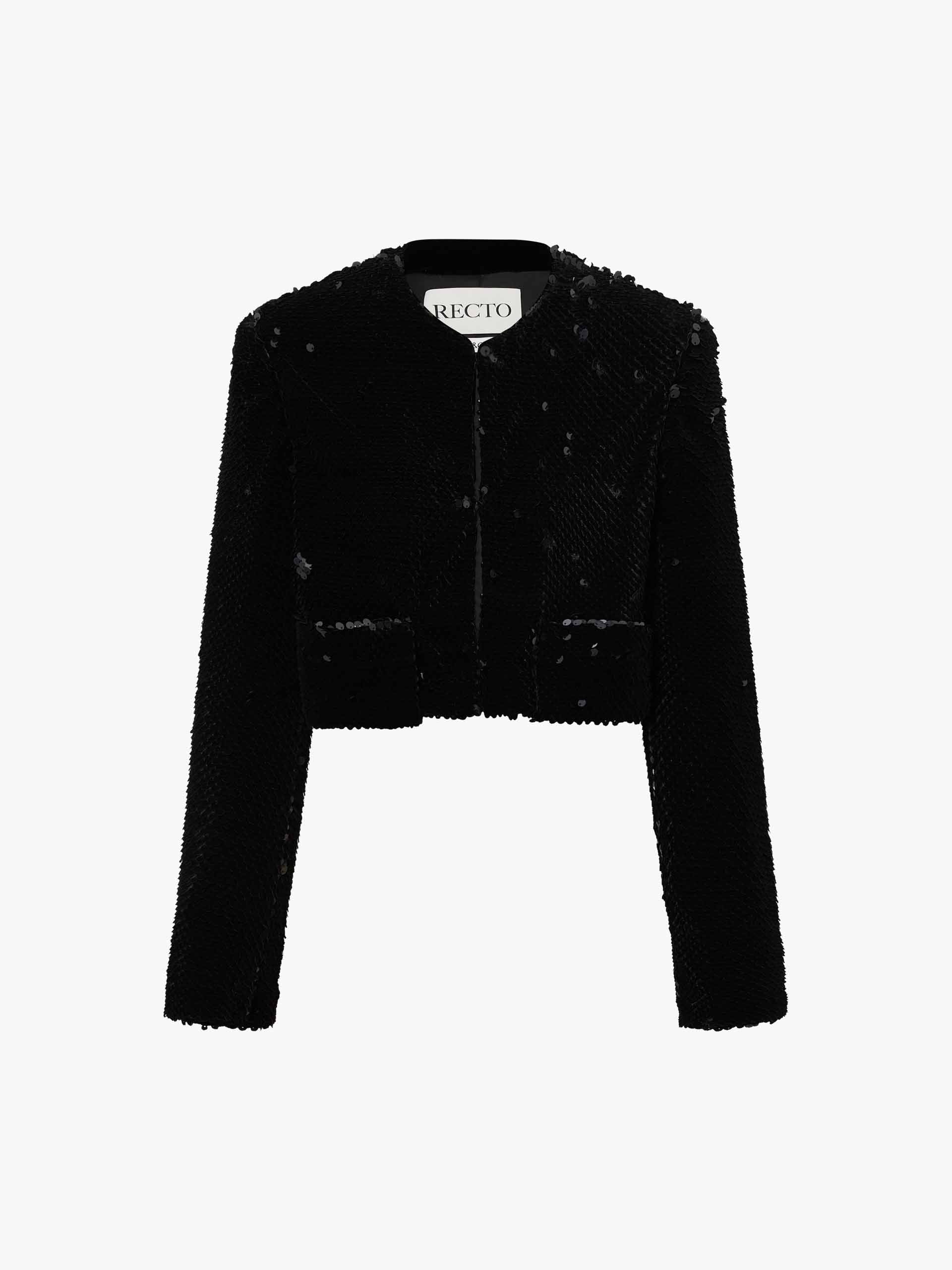 Sequins Finish Cropped Coat - Image 5