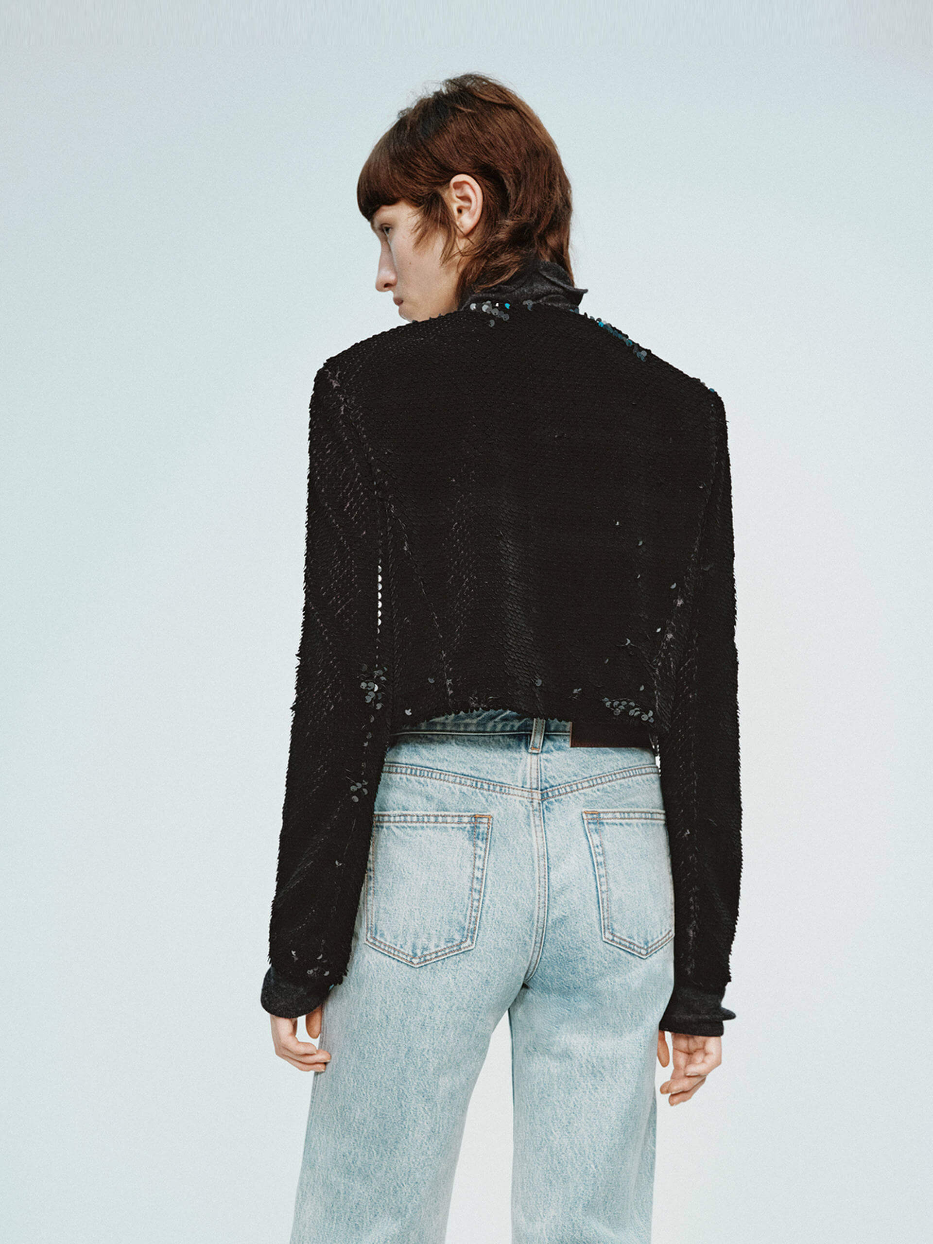 Sequins Finish Cropped Coat - Image 8