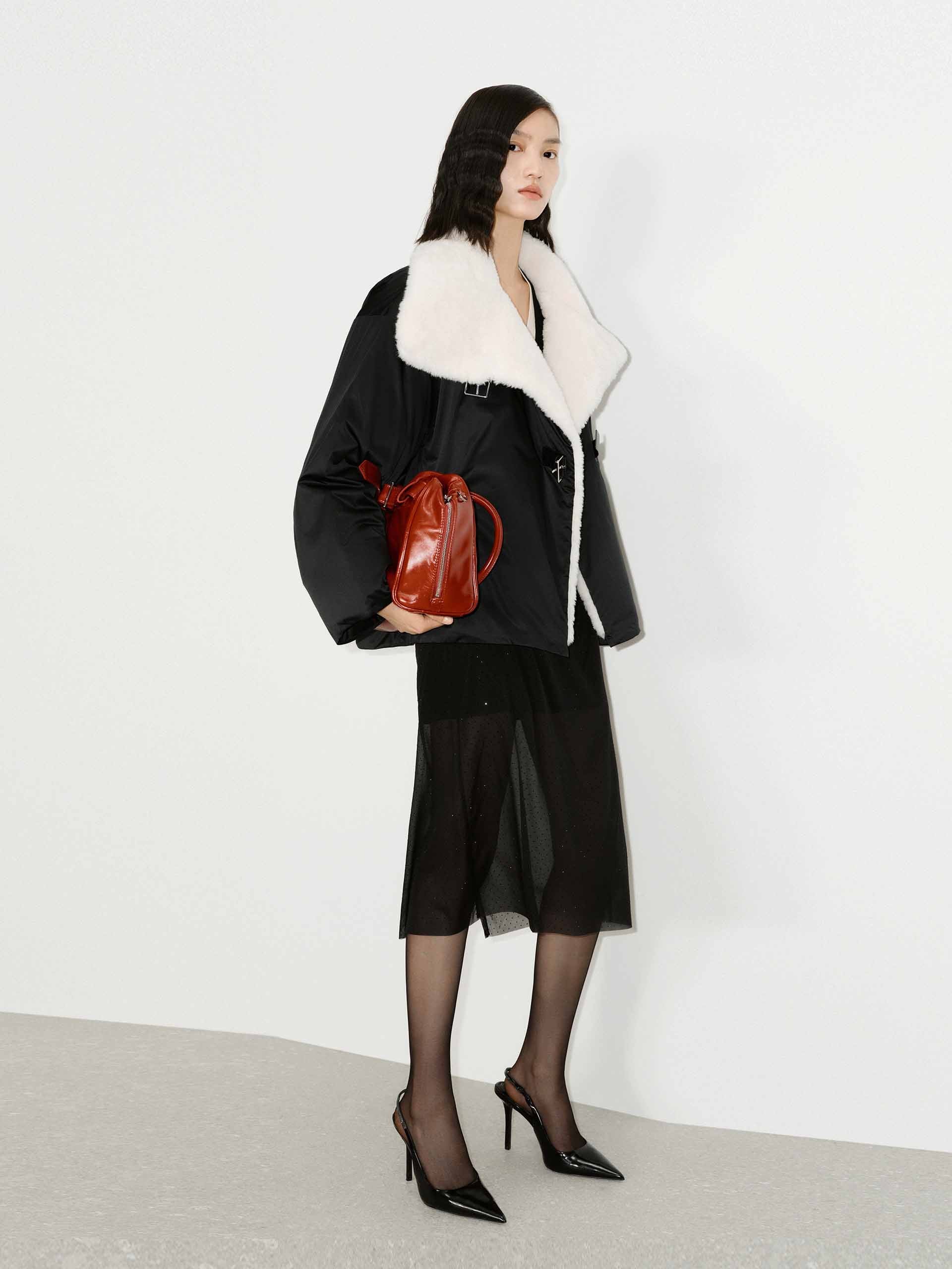 Shearling Detail Quilted Jacket - Image 2