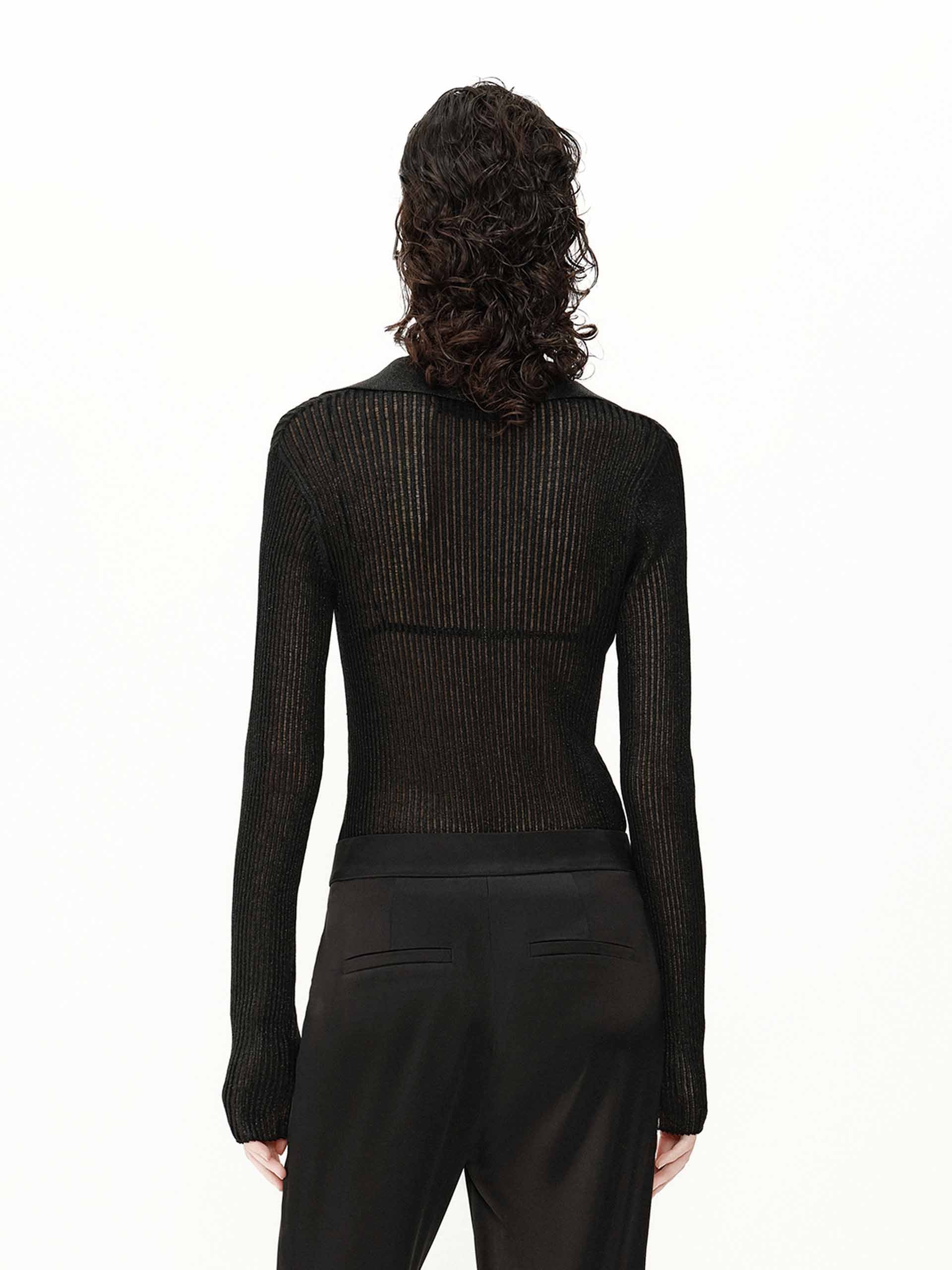 Sheer Ribbed Knit Top - Image 3