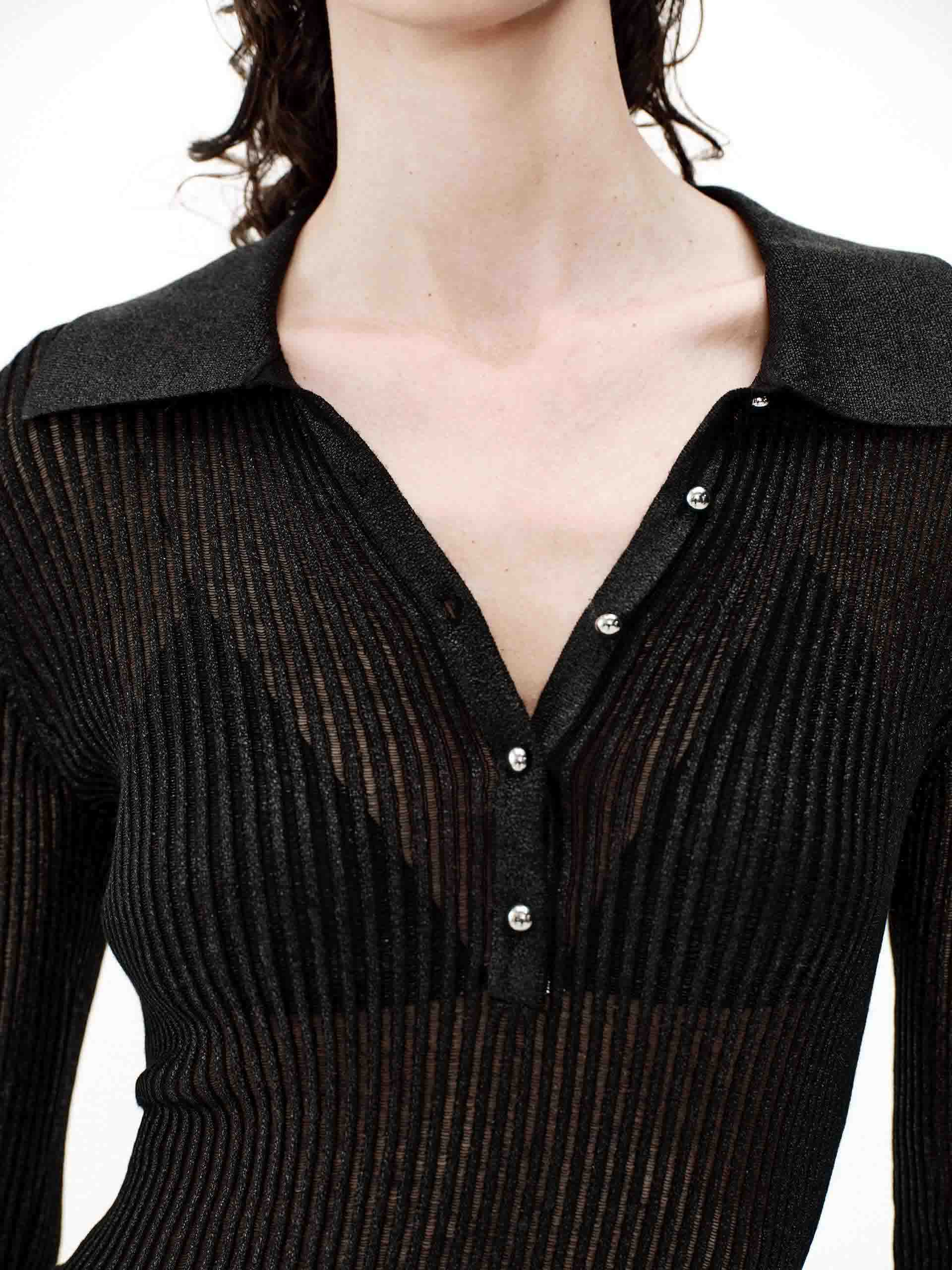 Sheer Ribbed Knit Top - Image 6