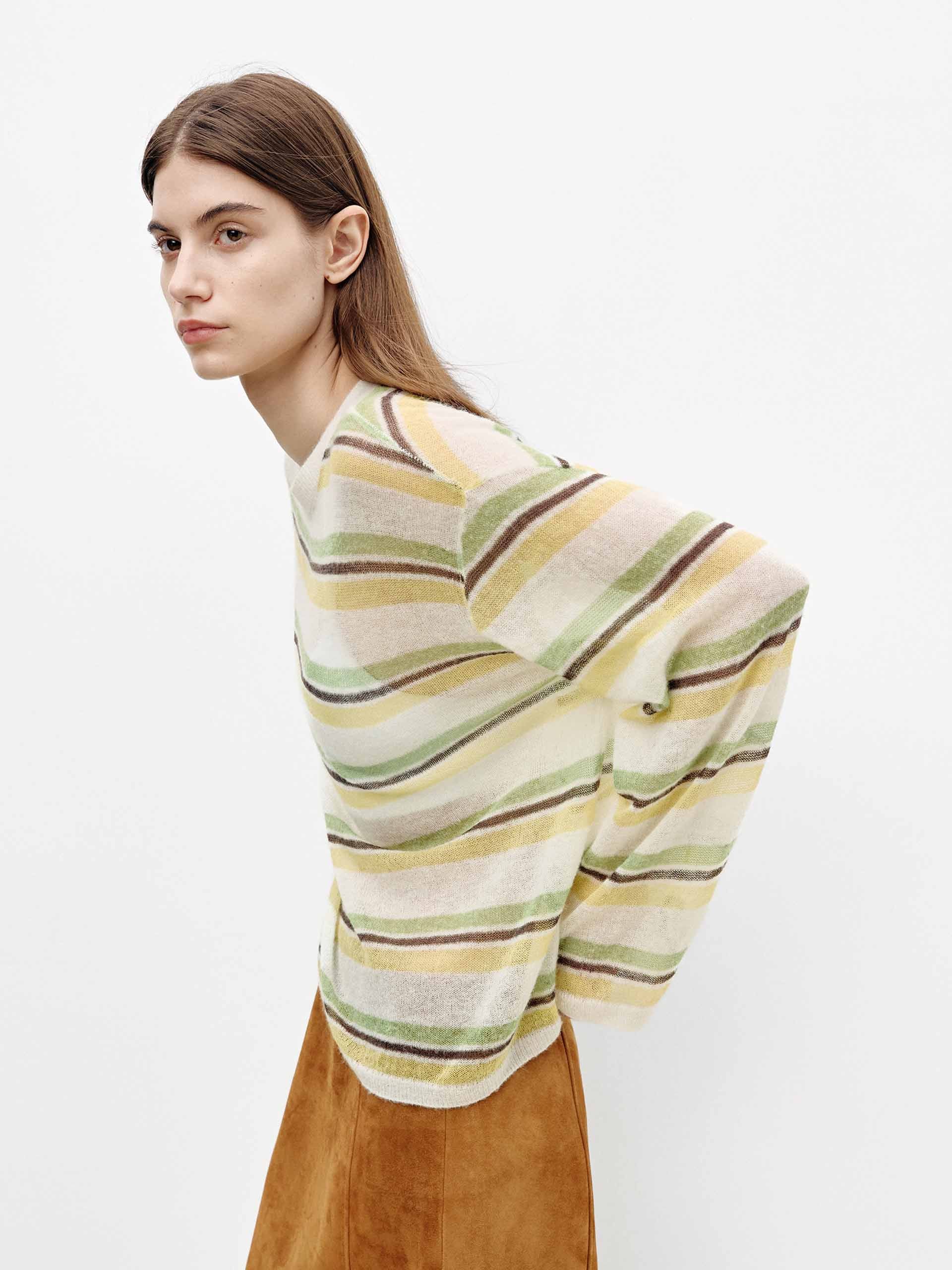 Sheer Striped Knit Sweater - Image 3