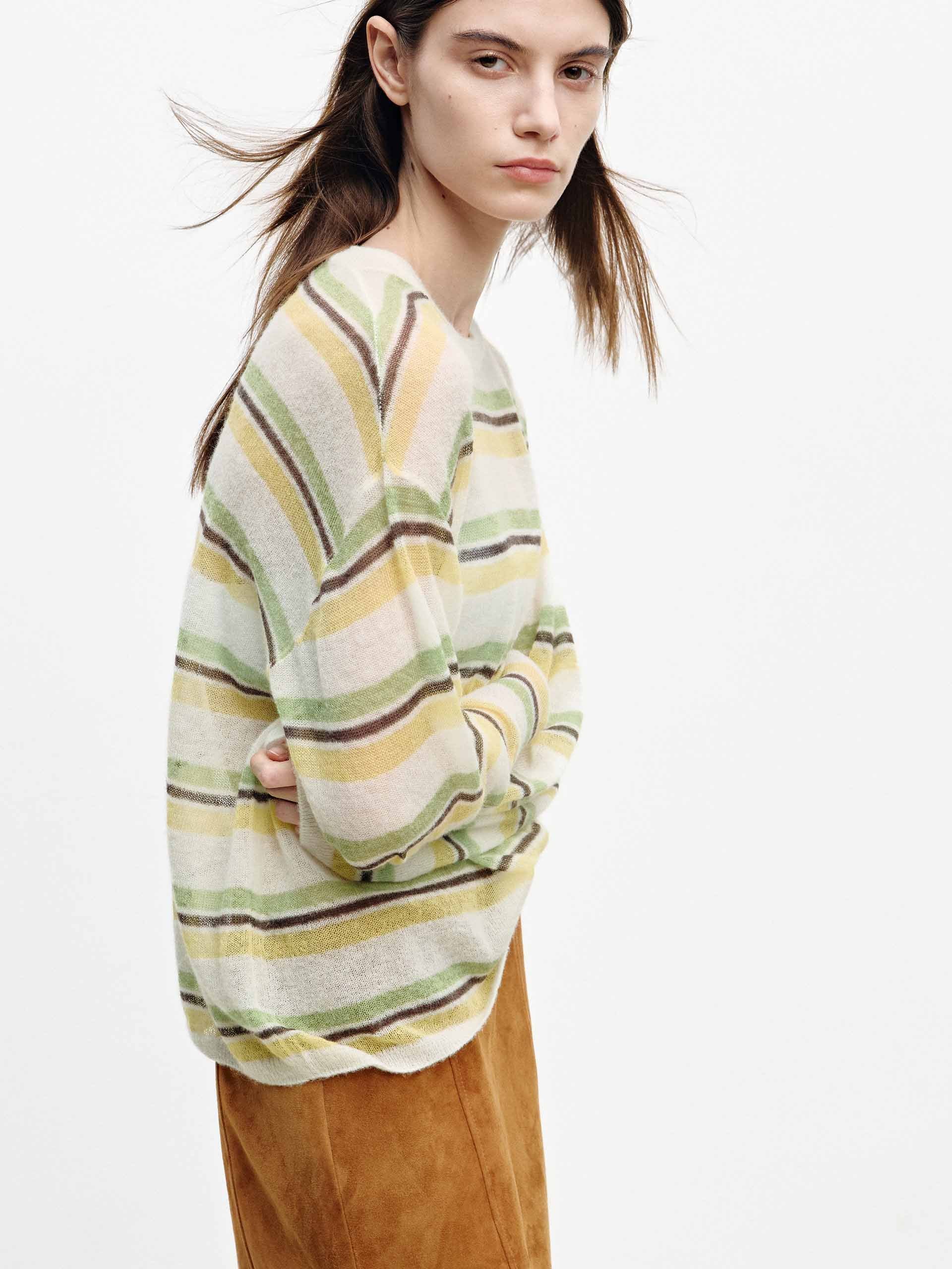 Sheer Striped Knit Sweater - Image 7