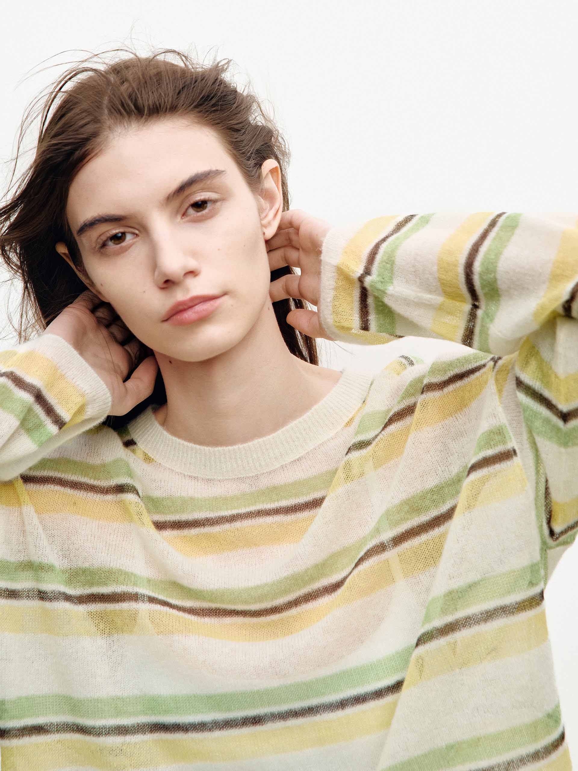 Sheer Striped Knit Sweater - Image 8