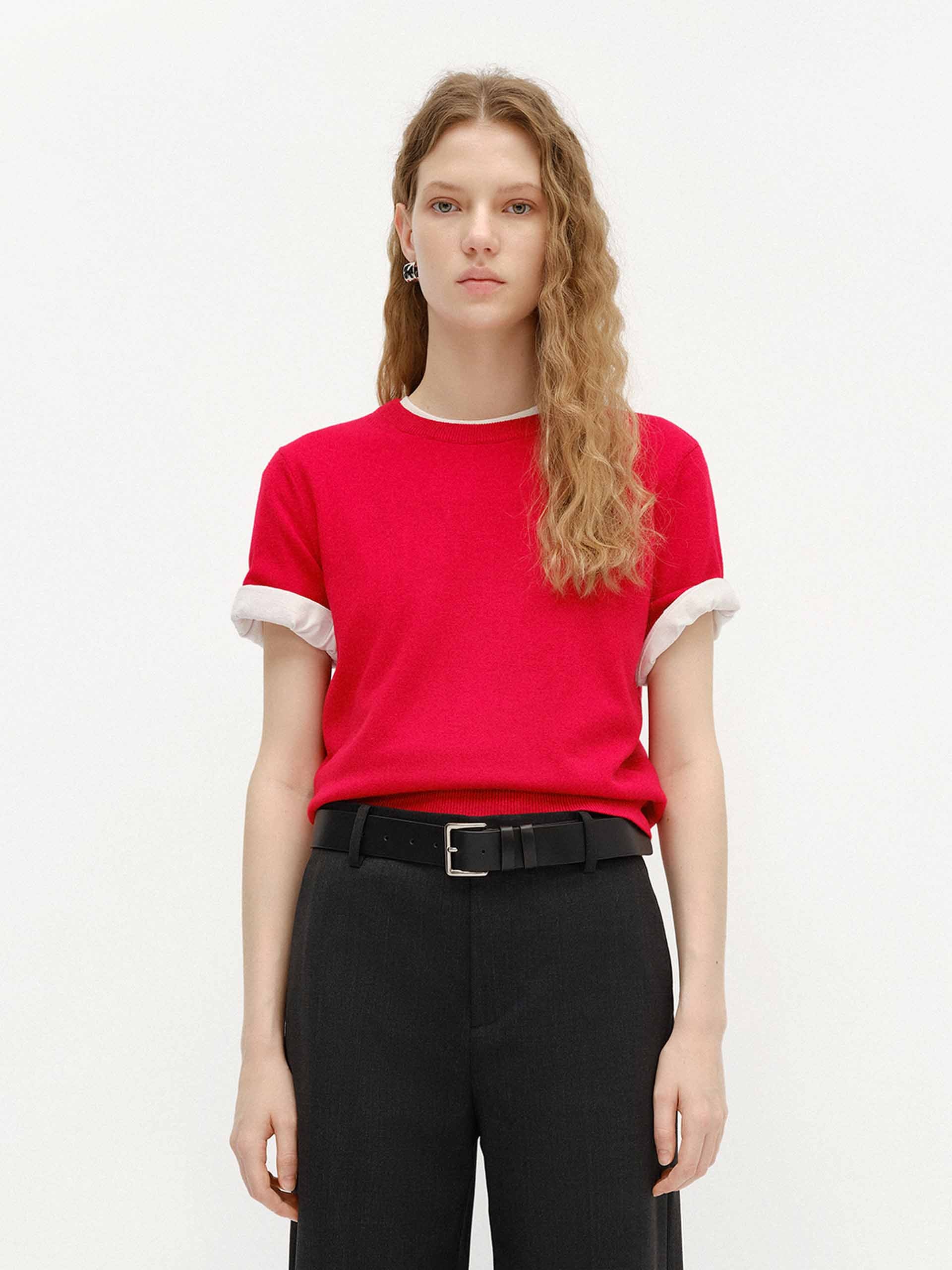 Short Sleeve Wool Top