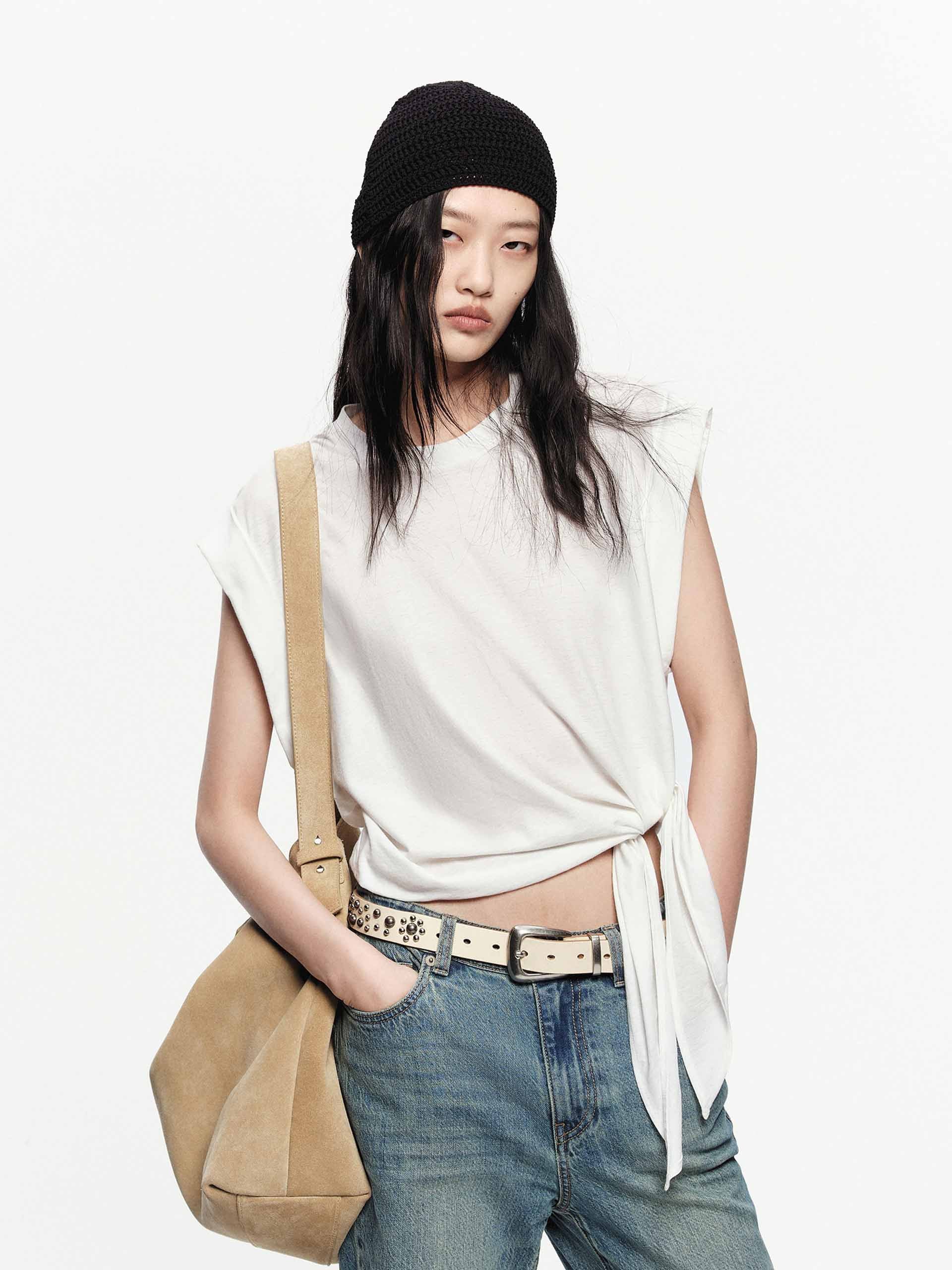 Shoulder Padless Side Tie Top