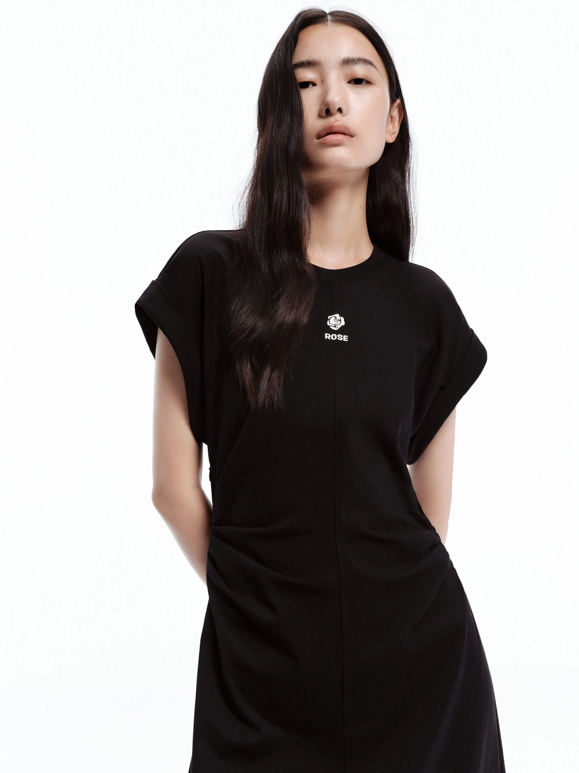 Side Pleated Cotton Dress - Image 11