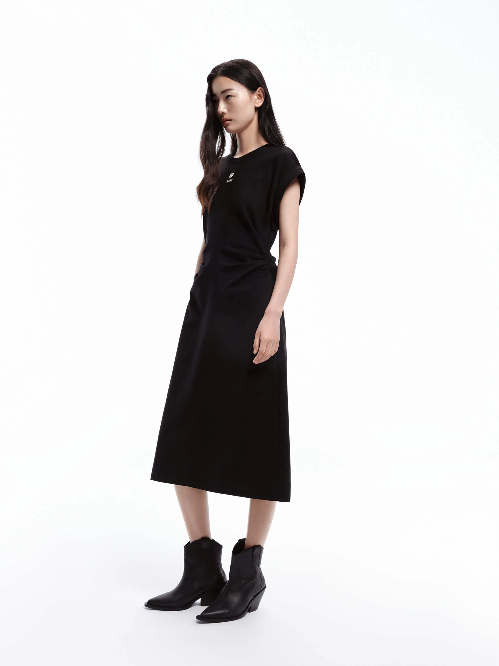 Side Pleated Cotton Dress - Image 15