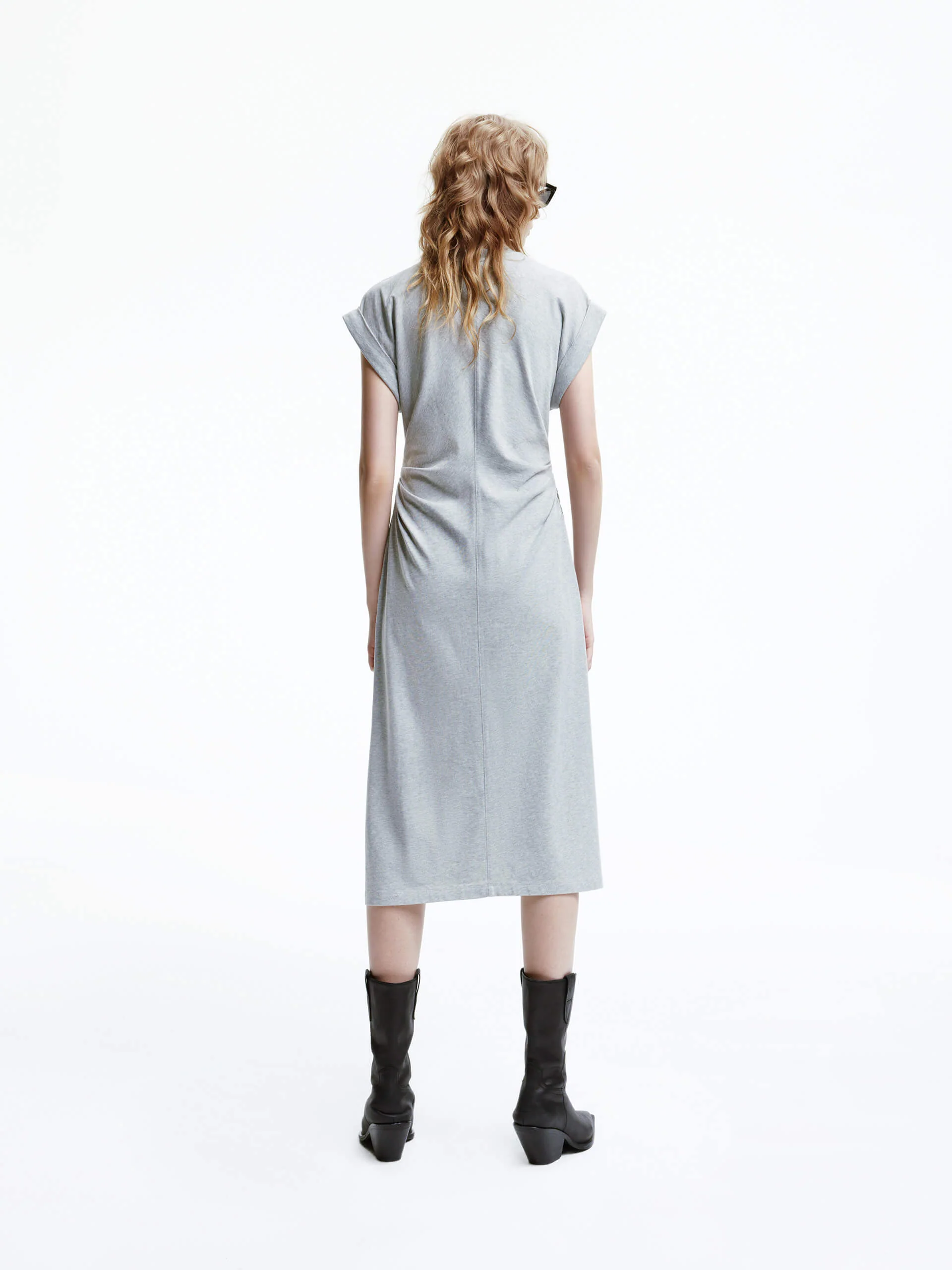 Side Pleated Cotton Dress - Image 3