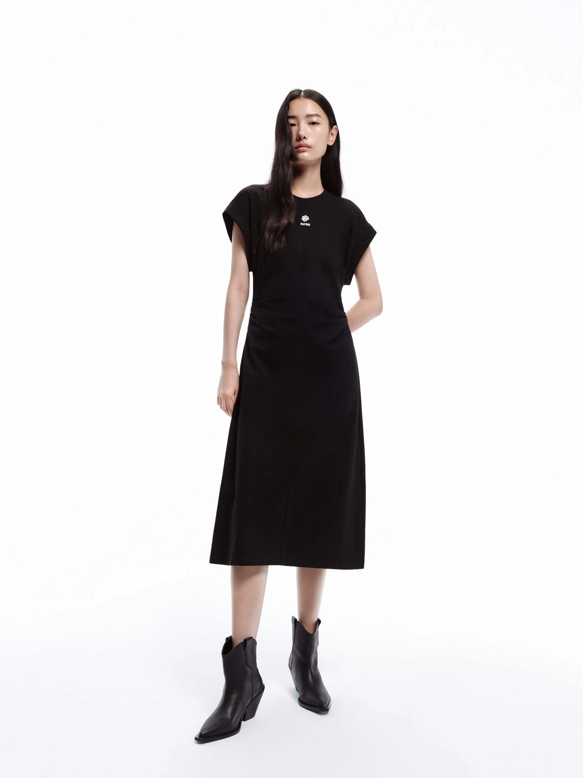 Side Pleated Cotton Dress - Image 9