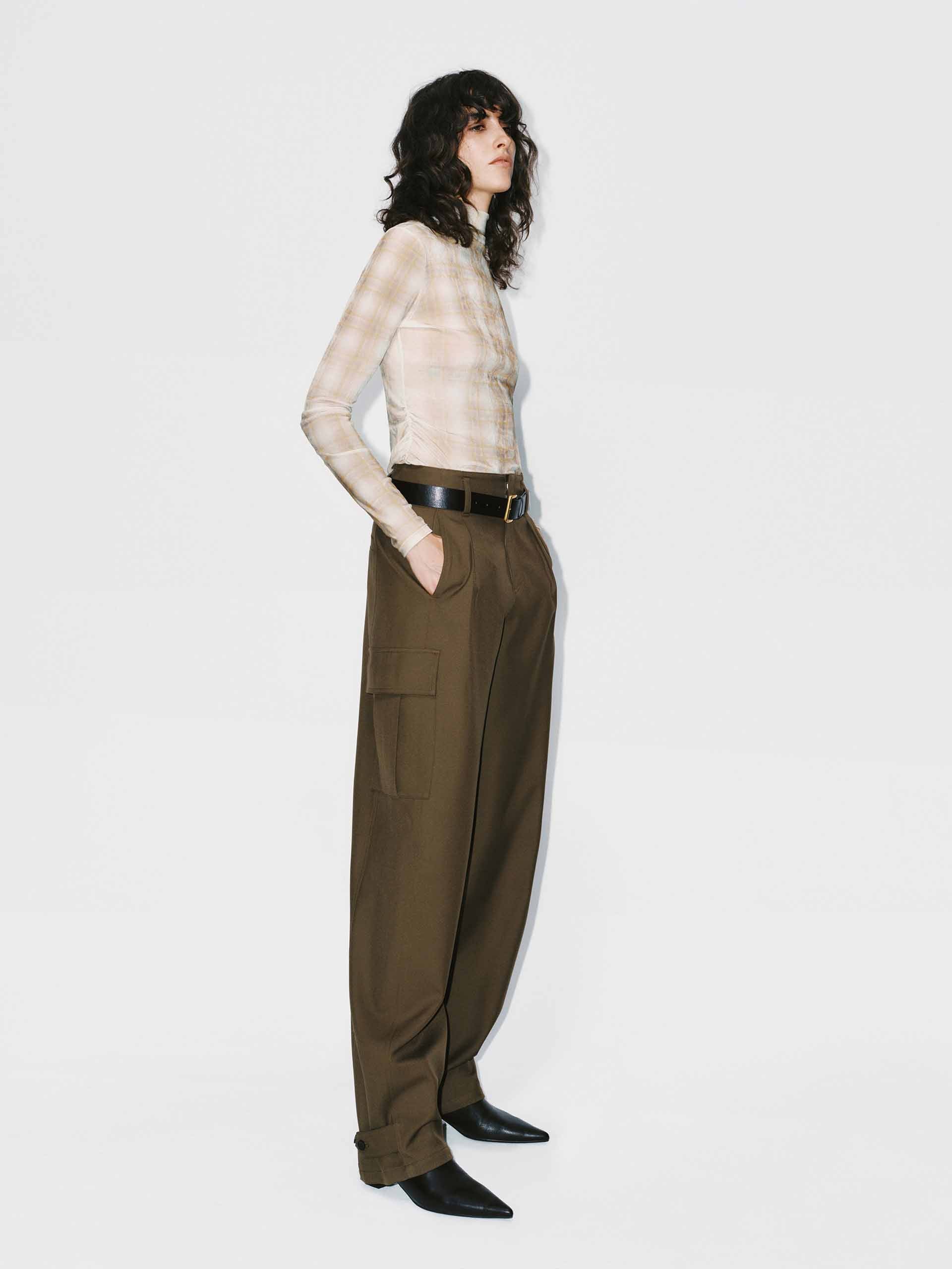 Side Pleated Plaid Blouse - Image 6