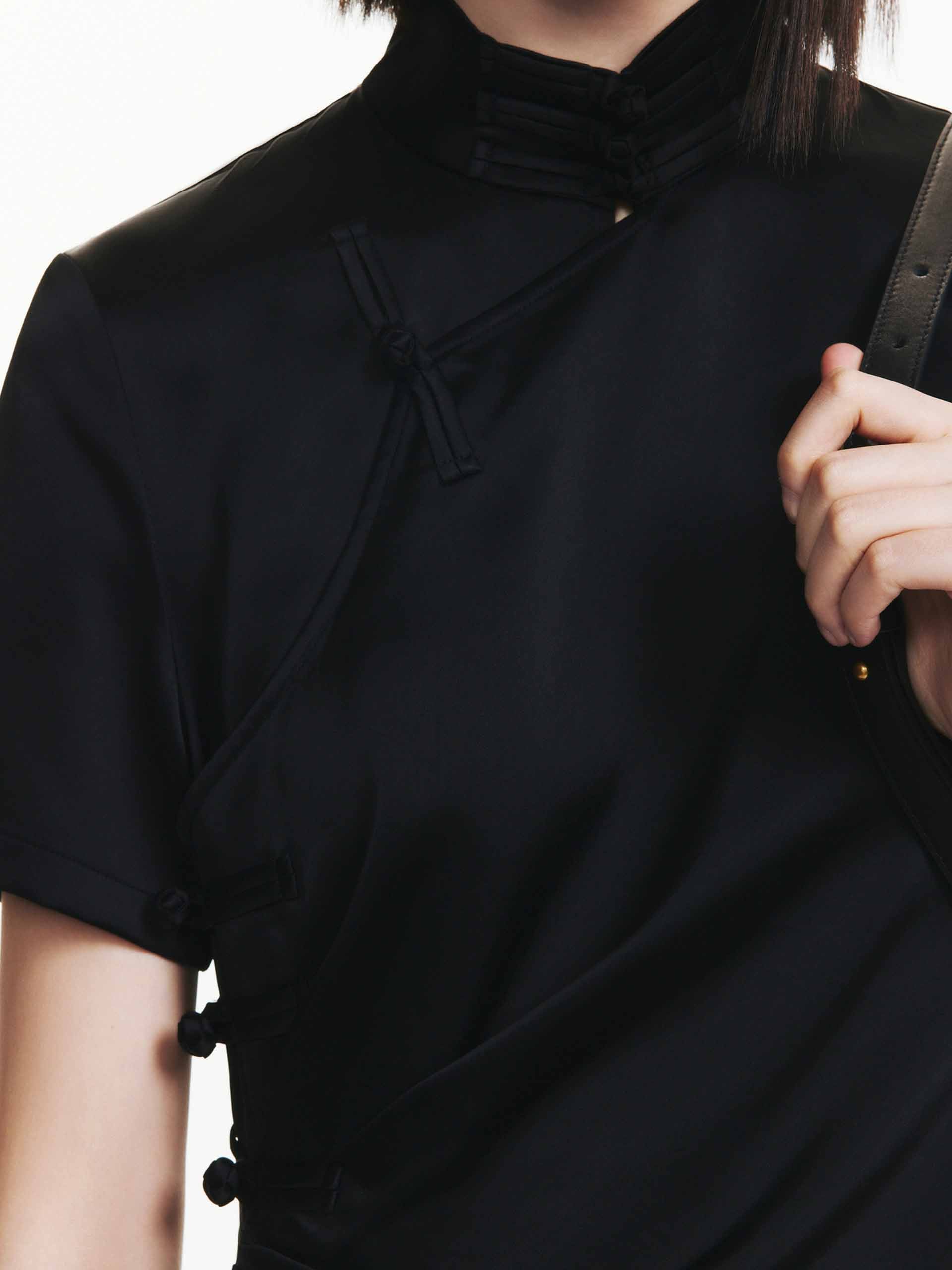 Side Pleated Satin Dress - Image 6