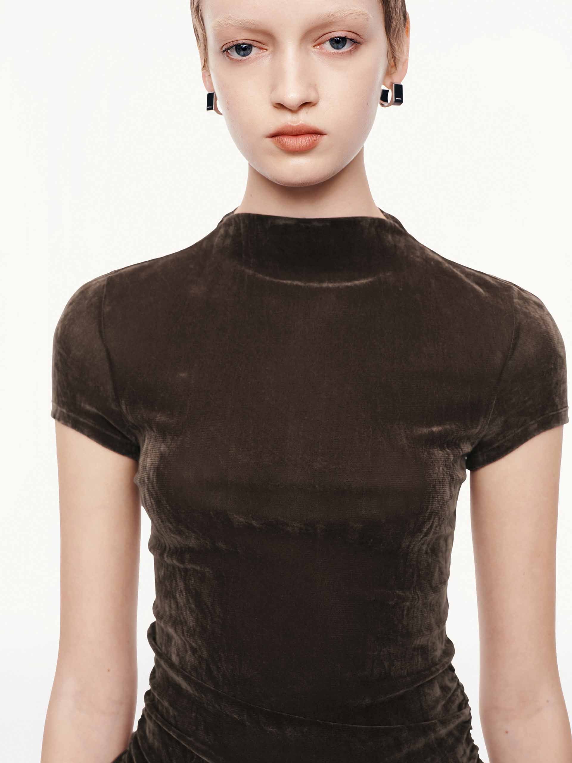 Side Pleated Velvet Top - Image 7