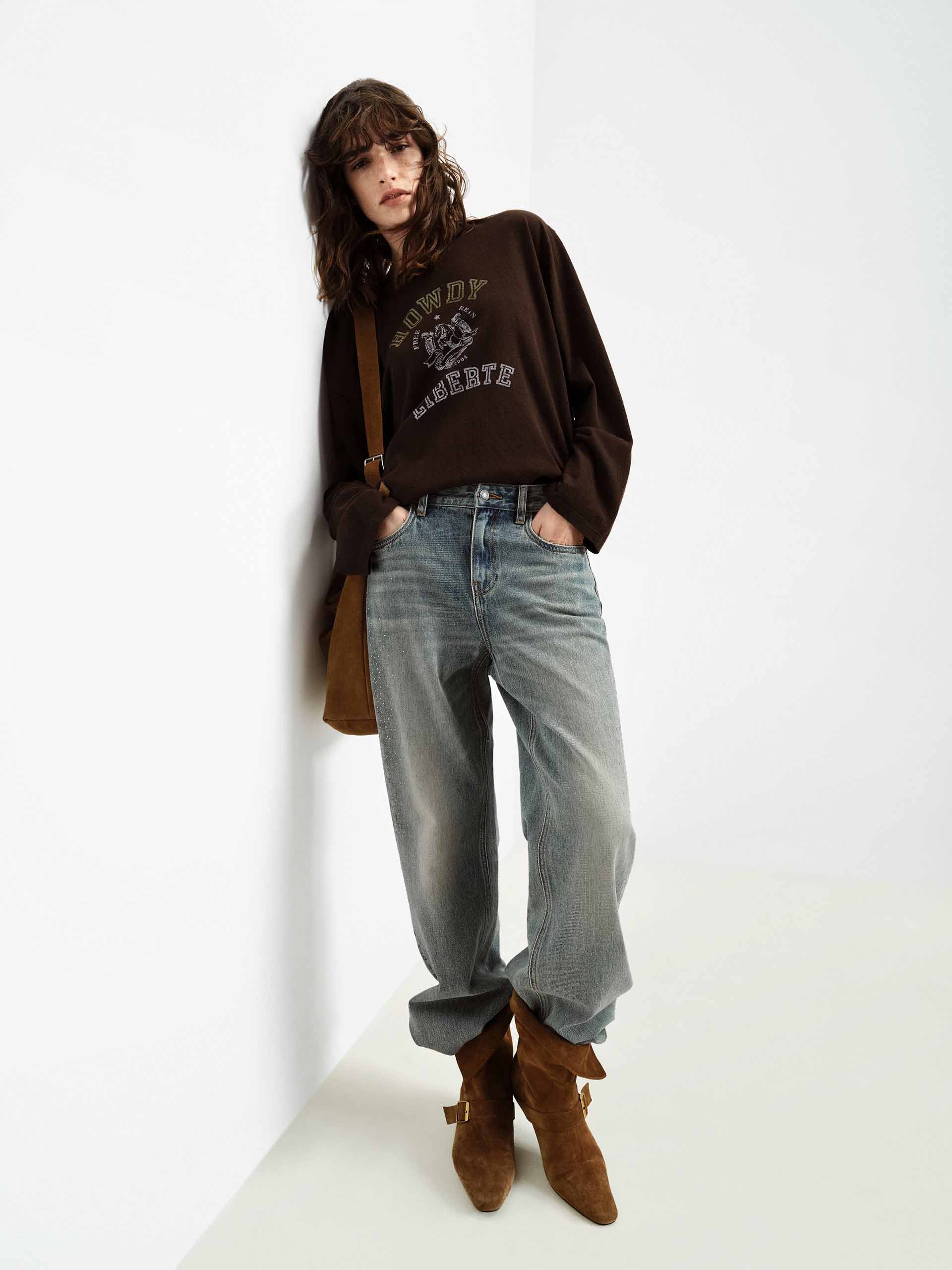 Side Rhinestones Straight Jeans - Image 2