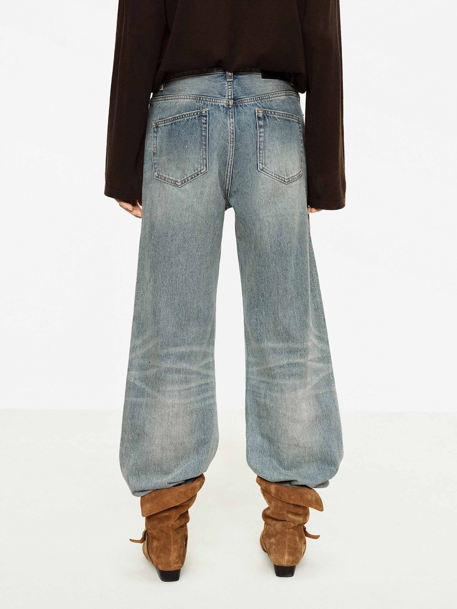 Side Rhinestones Straight Jeans - Image 4