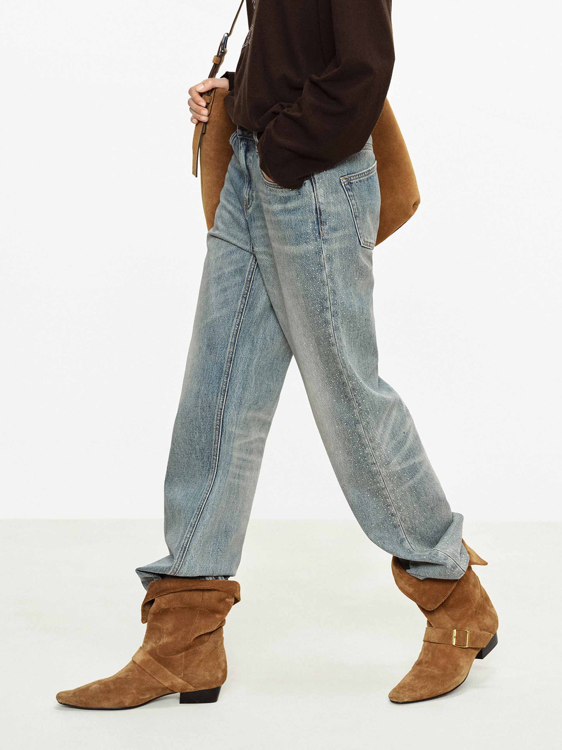 Side Rhinestones Straight Jeans - Image 5