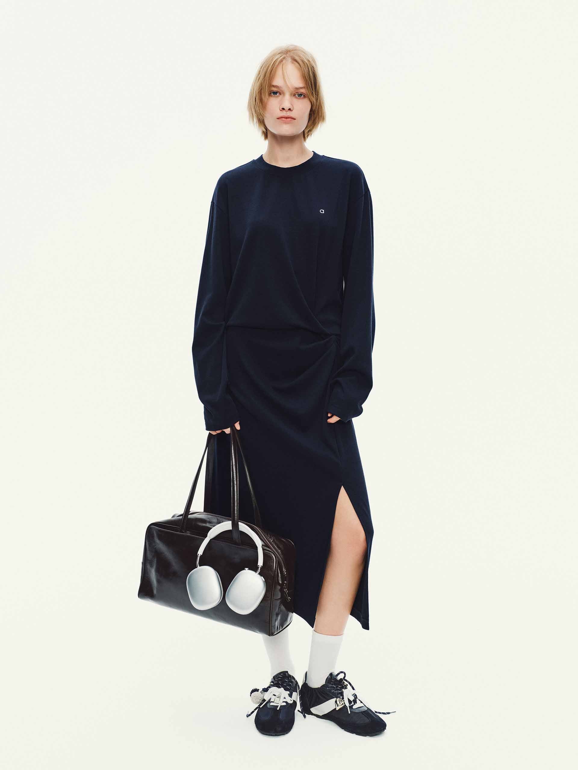Side Slit Pleated Dress