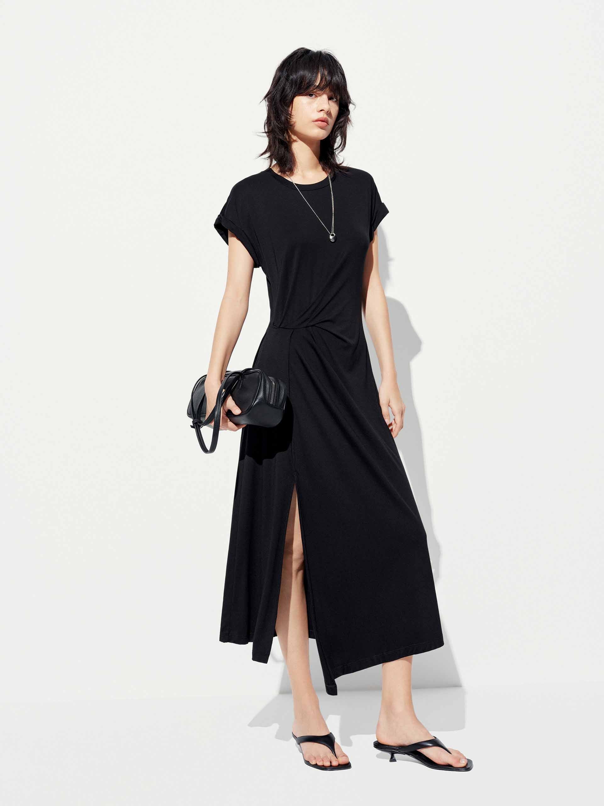 Side Slit Pleated Midi Dress - Image 2