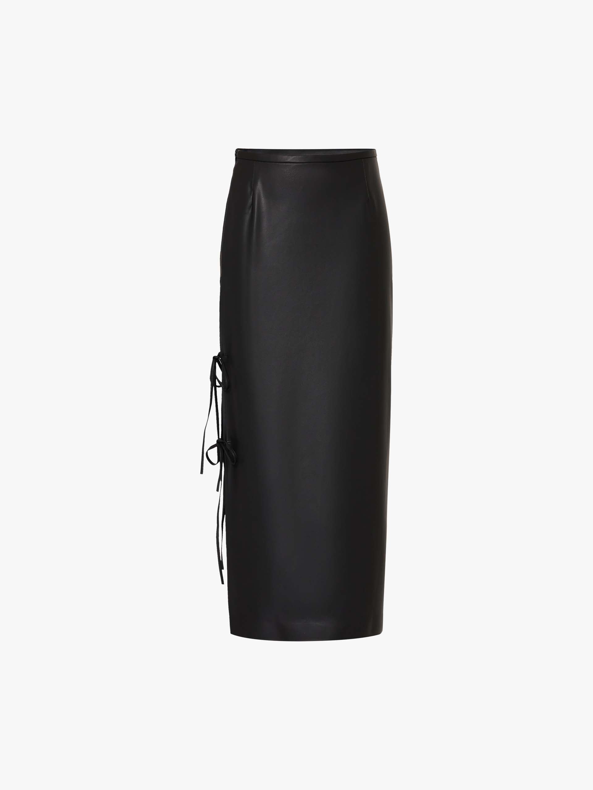 Side Slit PU Leather Skirt - Image 5