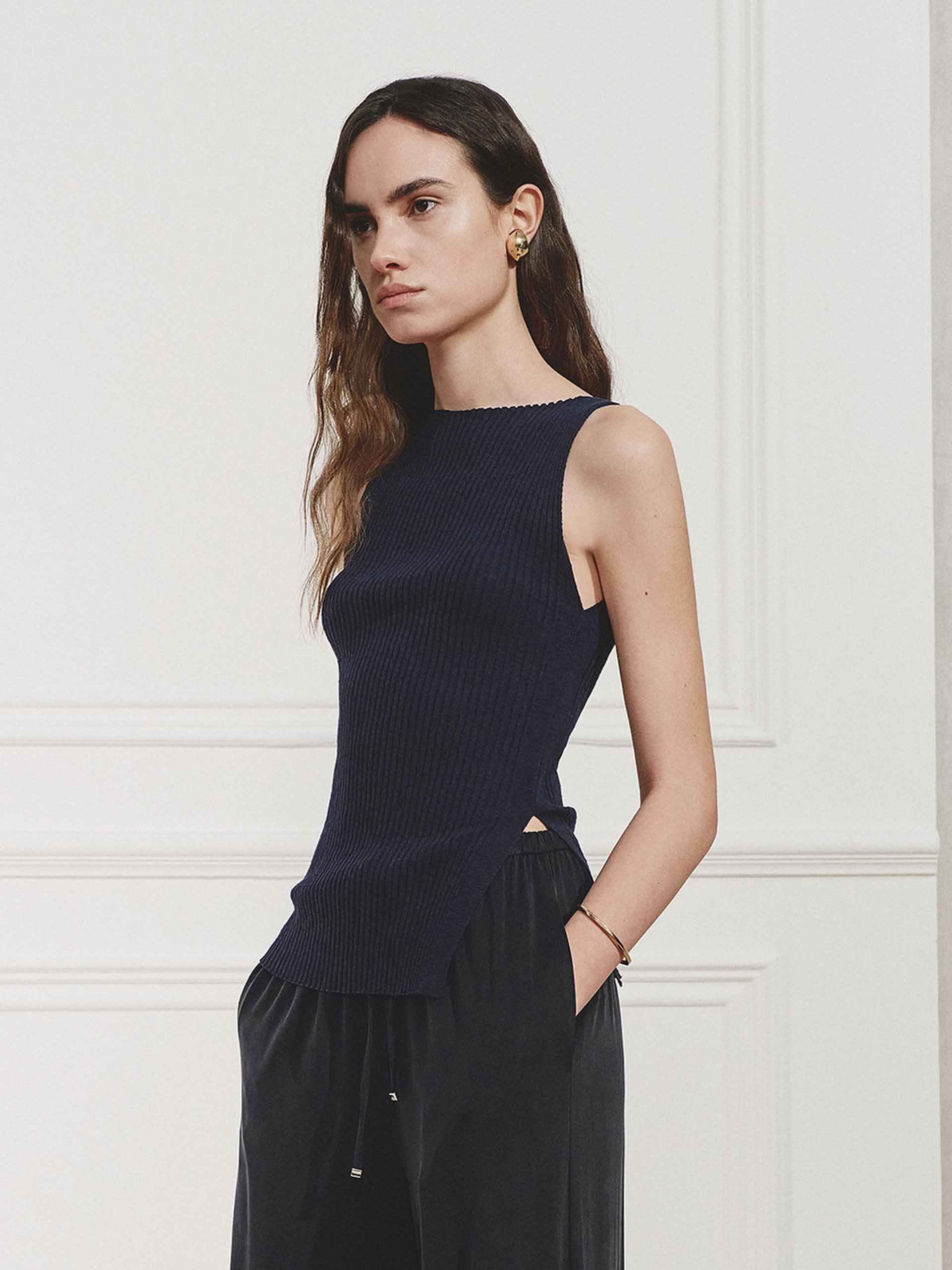 Side Slit Ribbed Knit Top - Image 7
