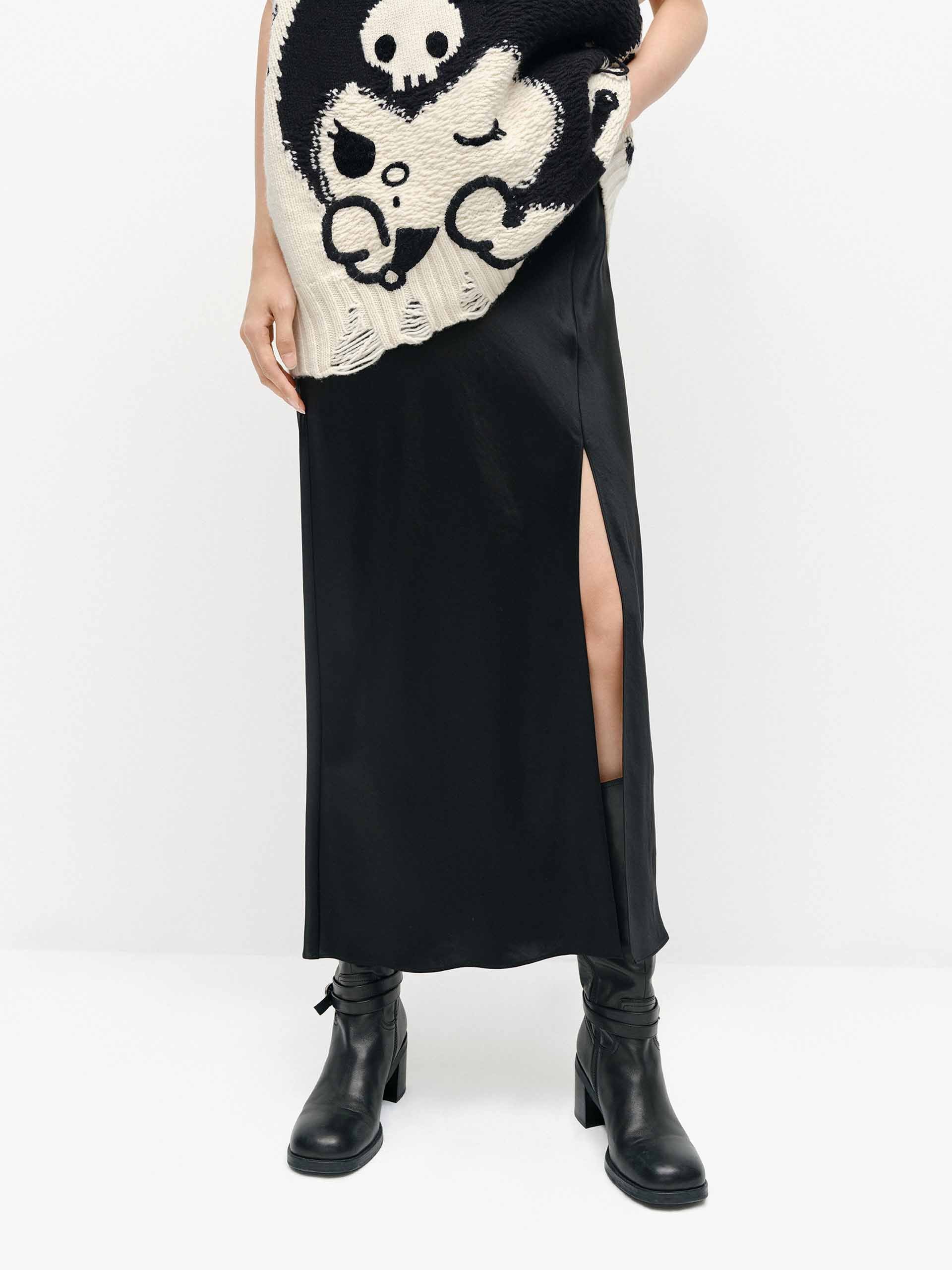 Side Slit Satin Skirt - Image 16