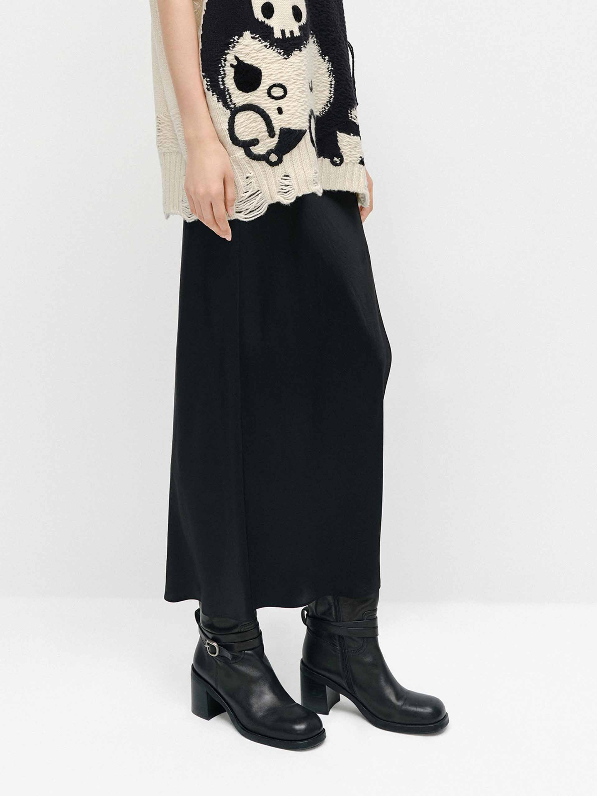 Side Slit Satin Skirt - Image 21
