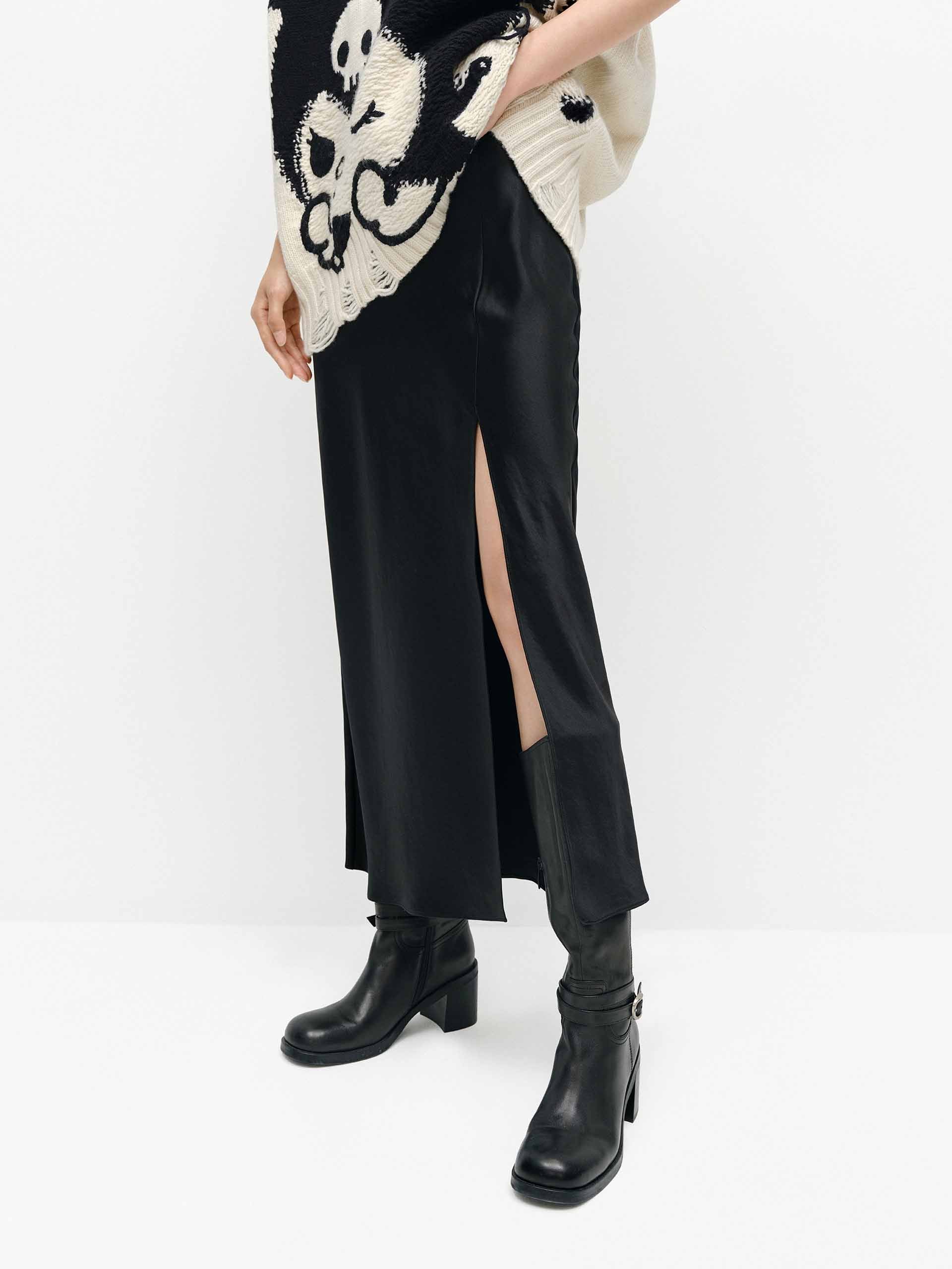 Side Slit Satin Skirt - Image 22