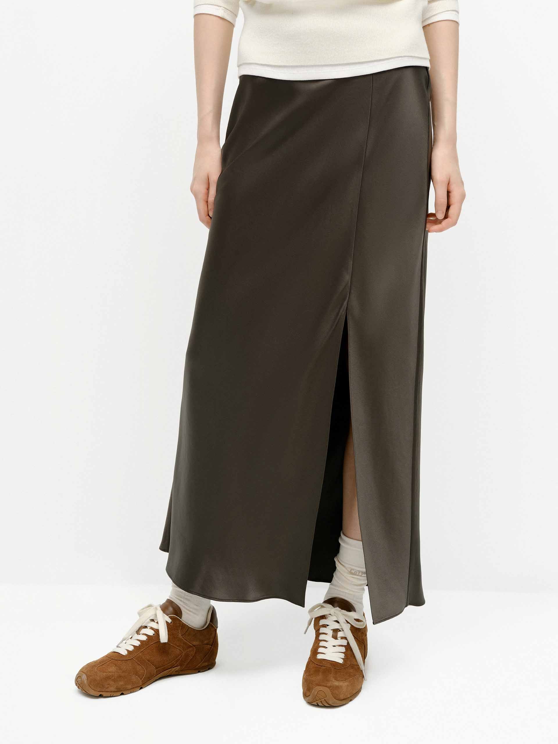 Side Slit Satin Skirt - Image 8