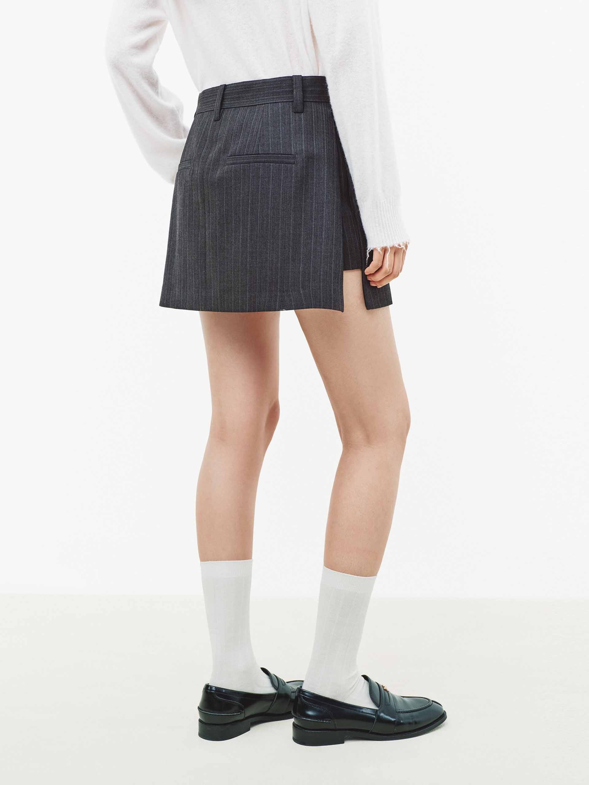 Side Zip Pinstripe Mini Skirt - Image 6