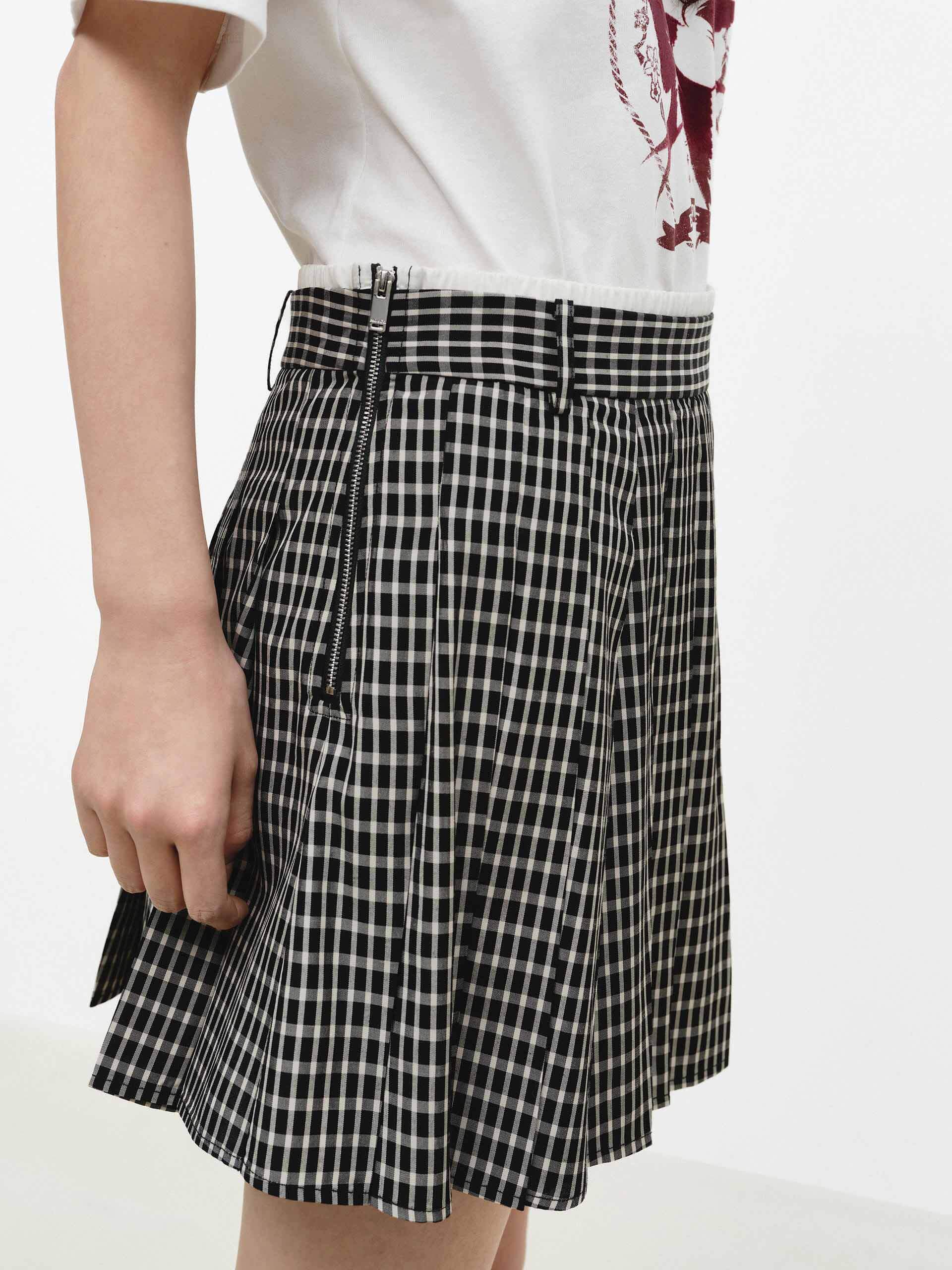 Side Zipper Plaid Skirt - Image 7