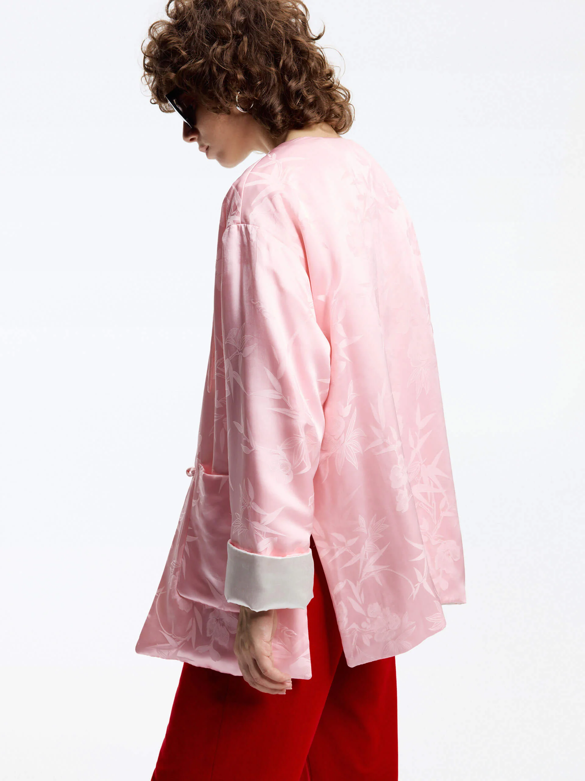 Silk Blend Collarless Coat - Image 3