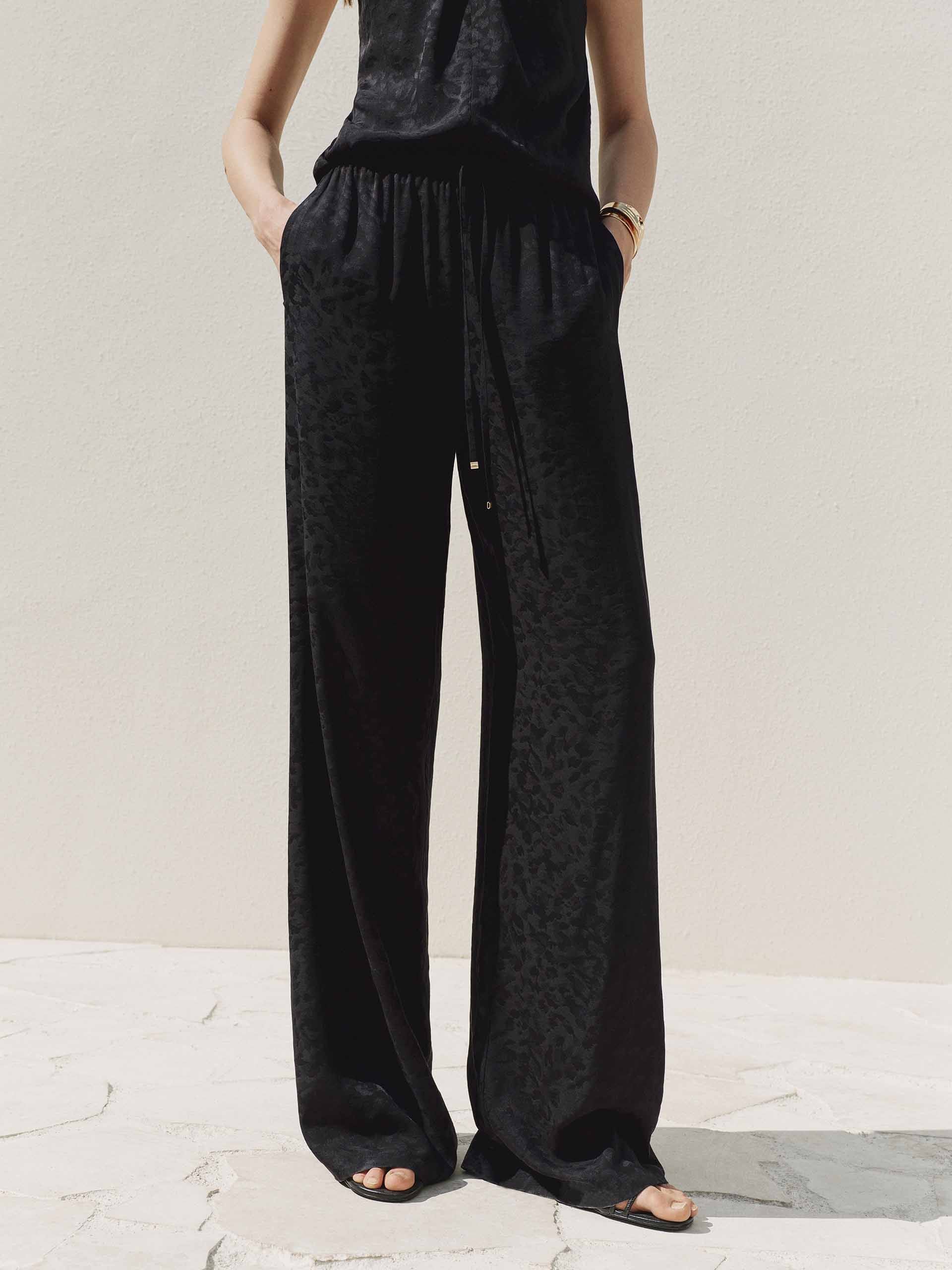Silk Blend Jacquard Pants