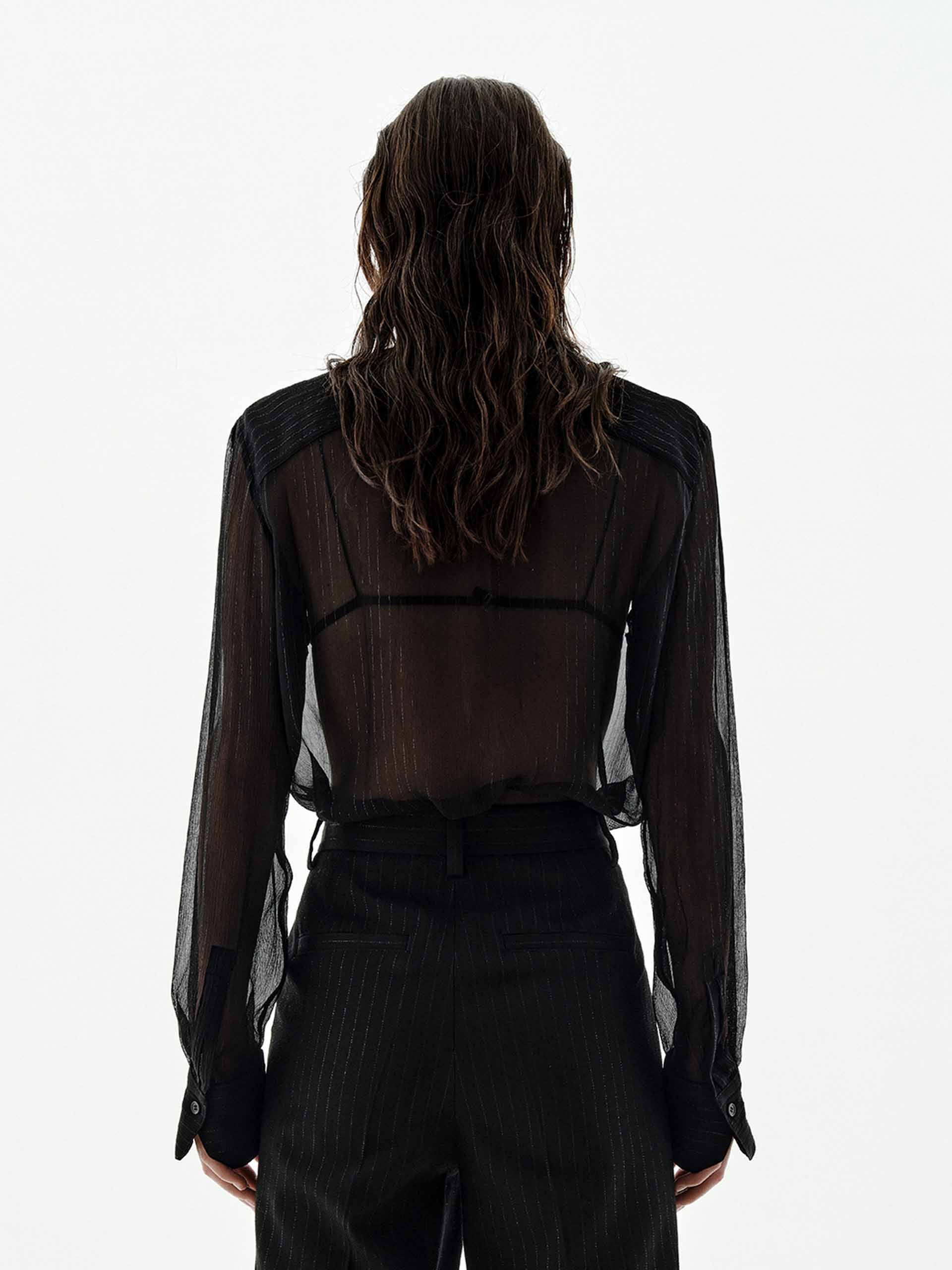 Silk Blend Lurex Detail Shirt - Image 3