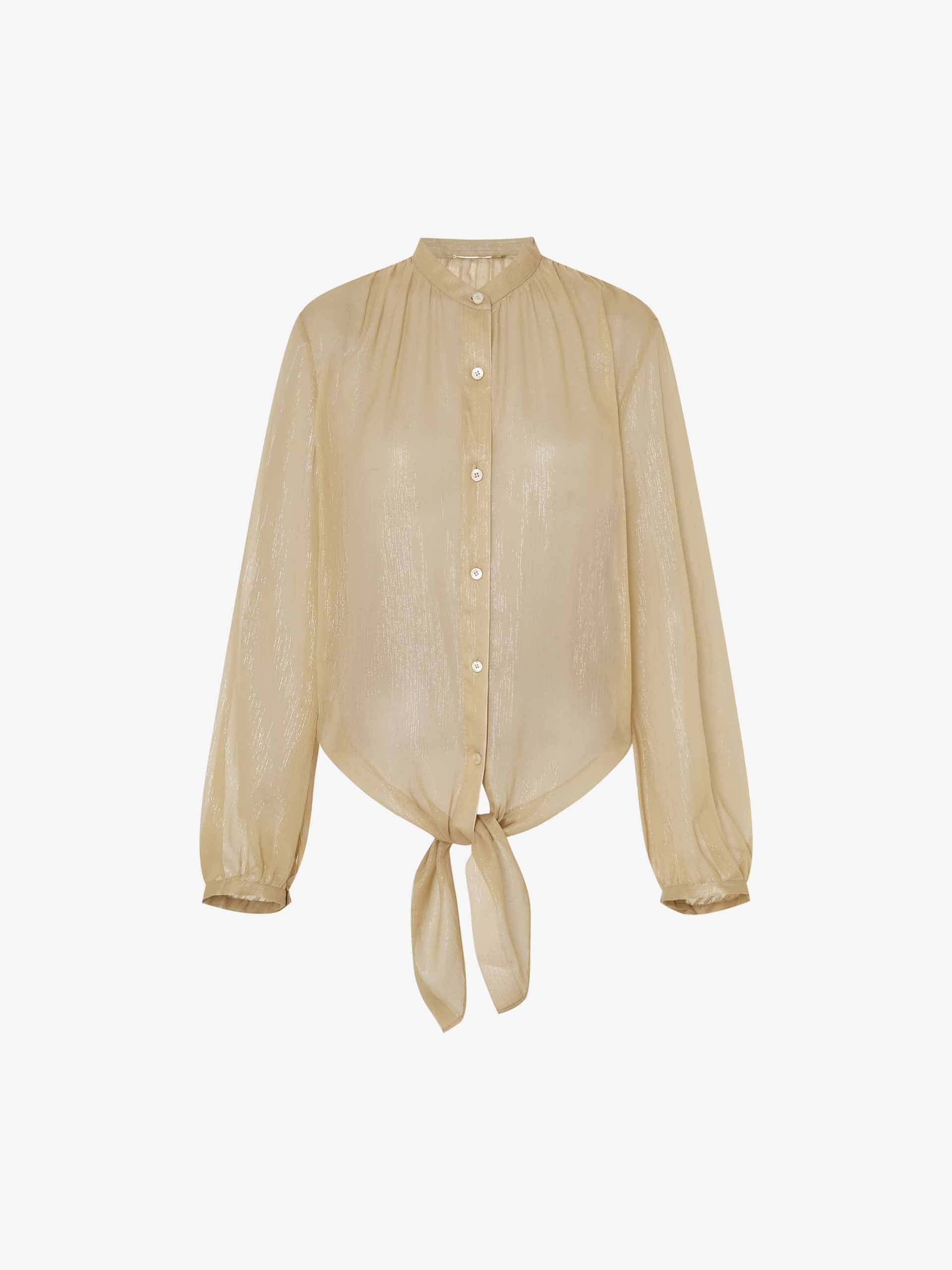 Silk Blend Sheer Tie Blouse - Image 5