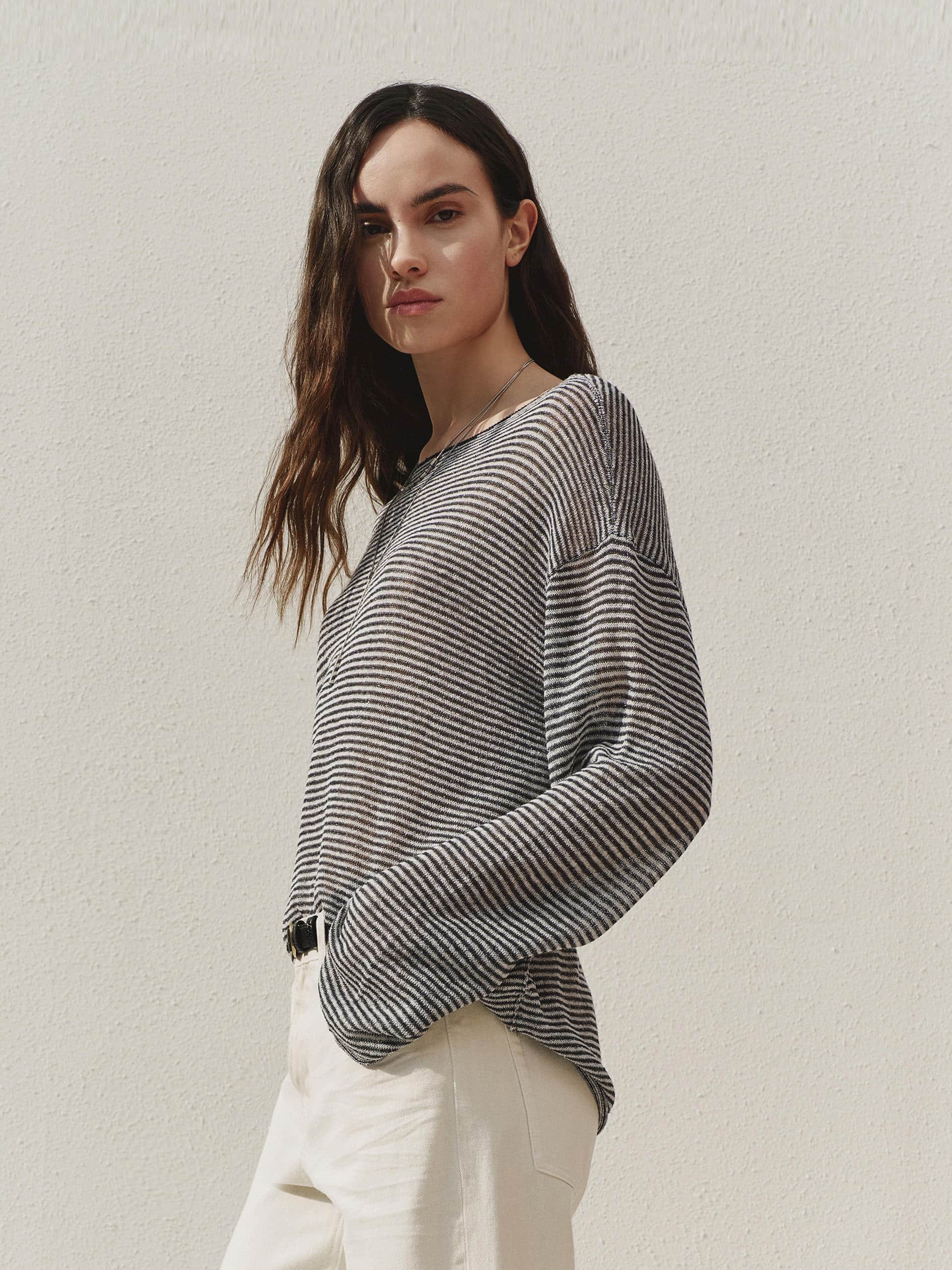 Silk Blend Striped Knit Top - Image 7