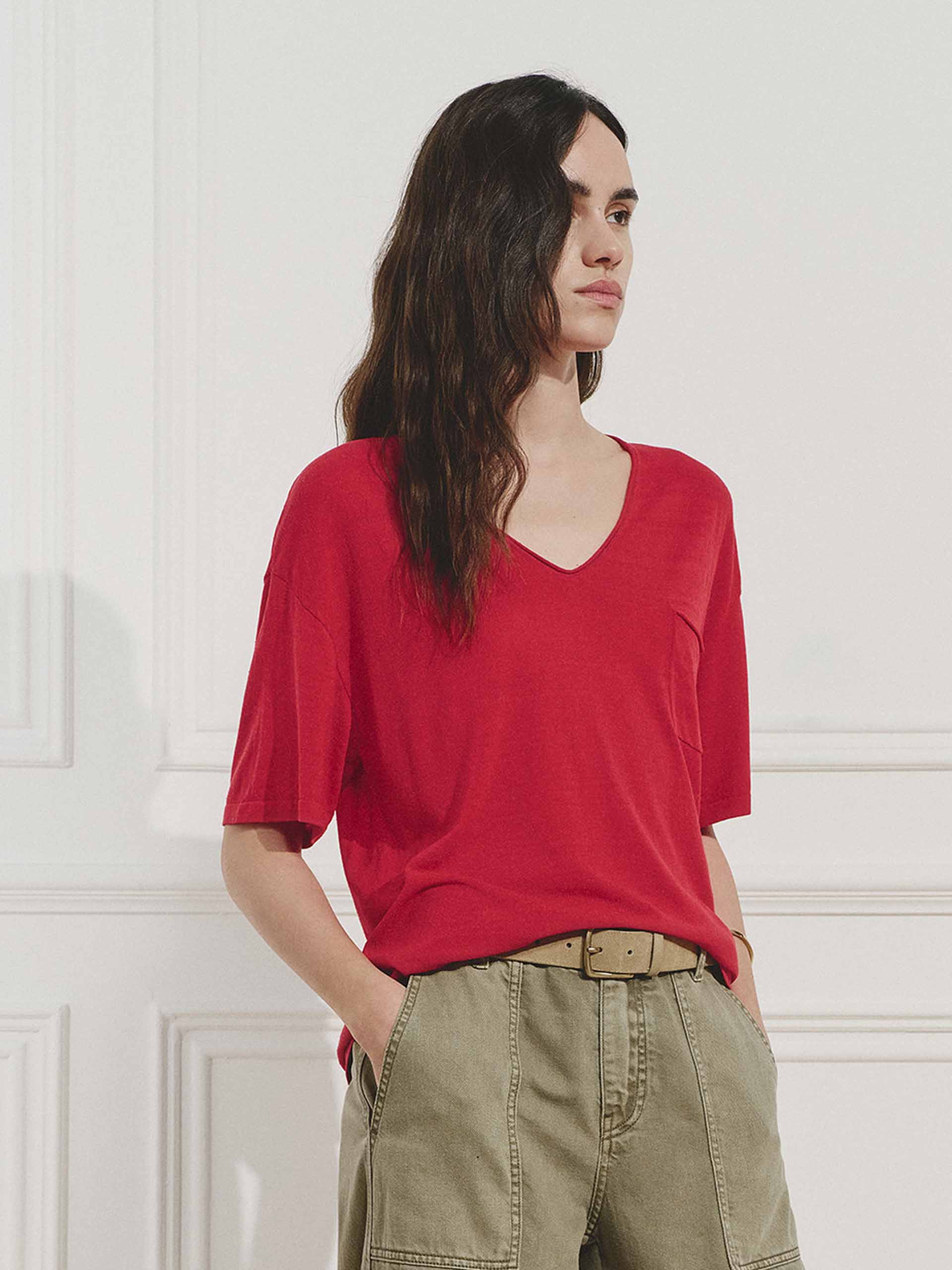 Silk Blend V-neck Top - Image 14