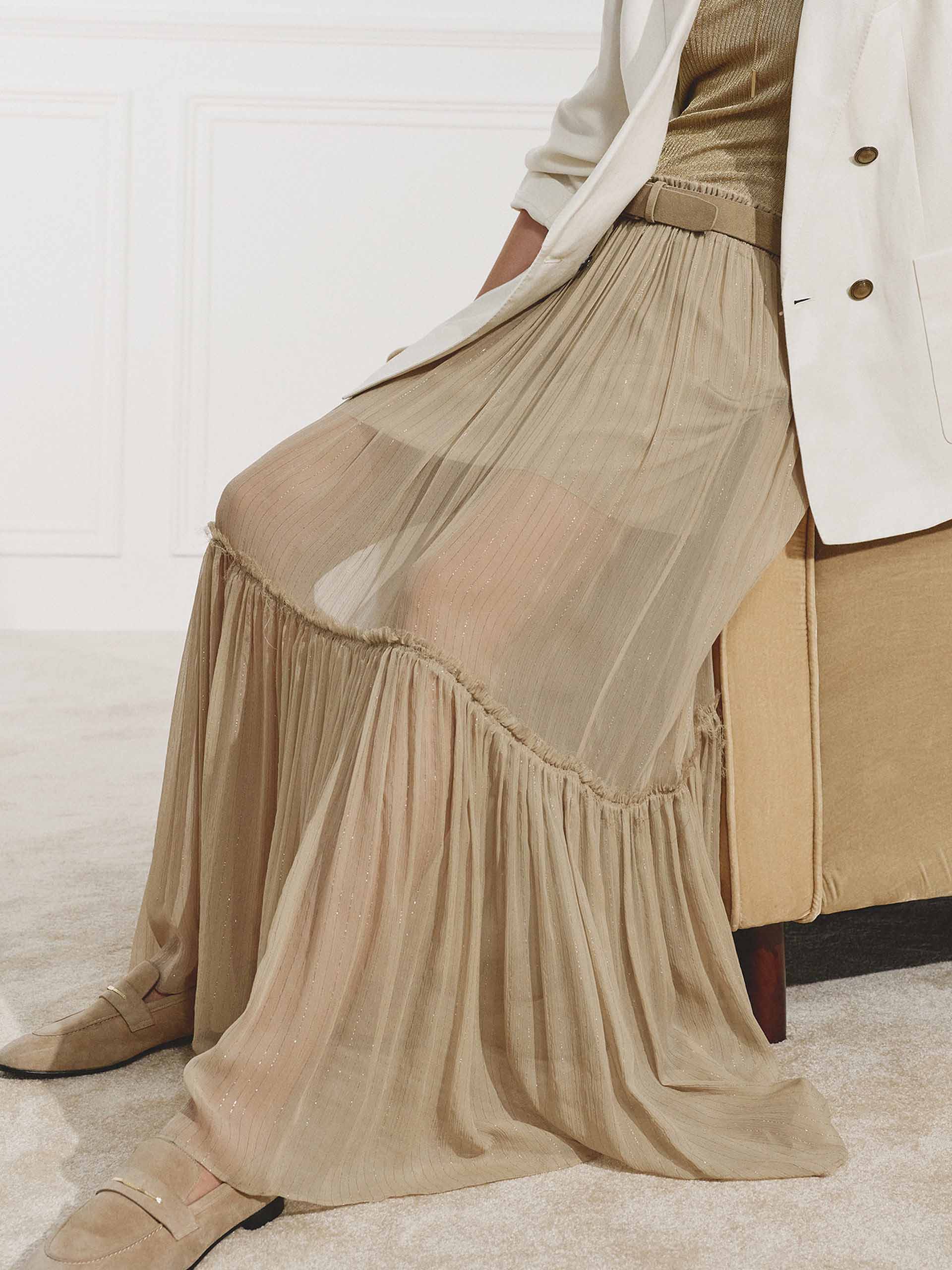 Silk Elastic Waist Maxi Skirt - Image 8