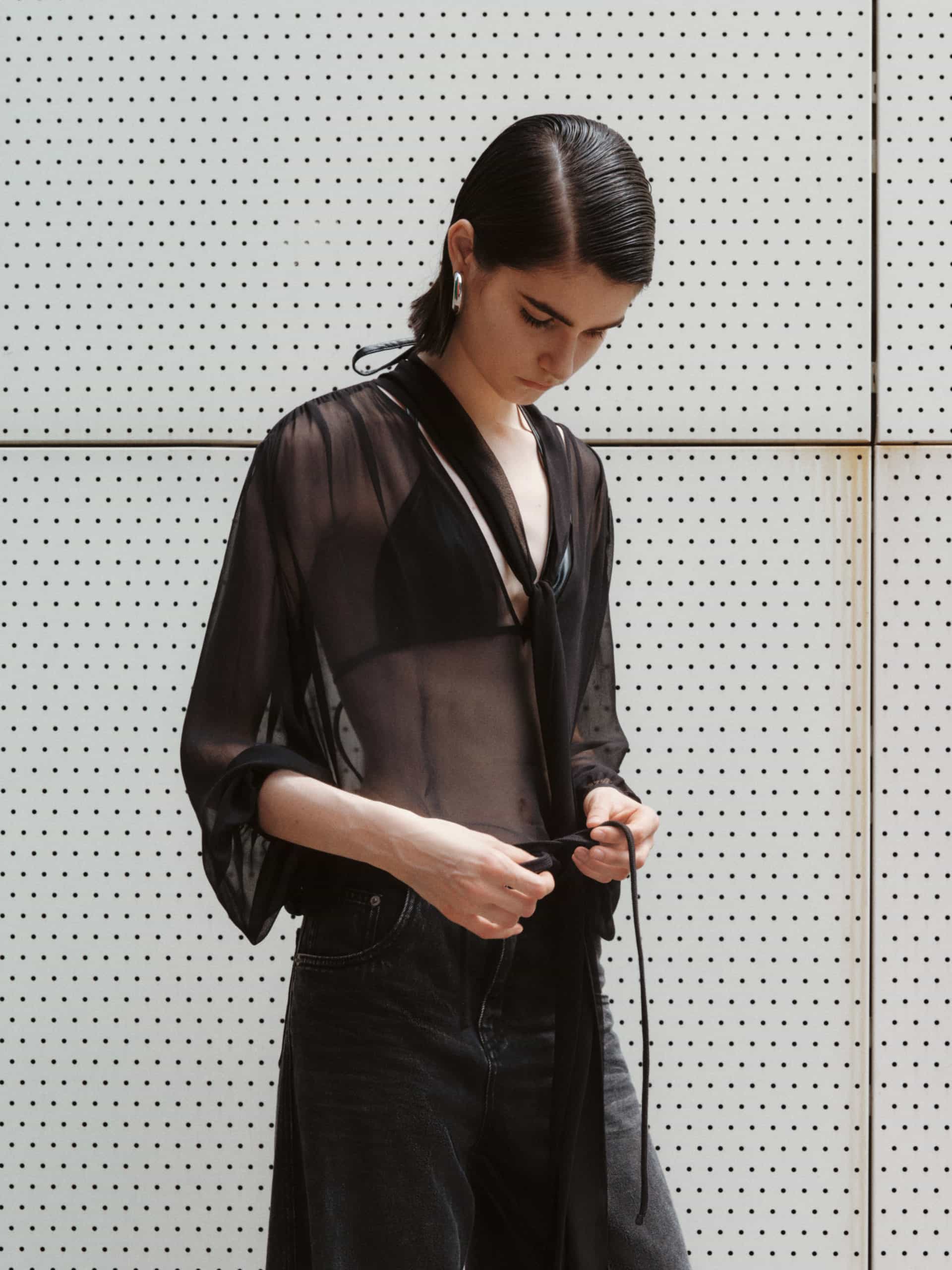 Silk Tie Detail Blouse - Image 6