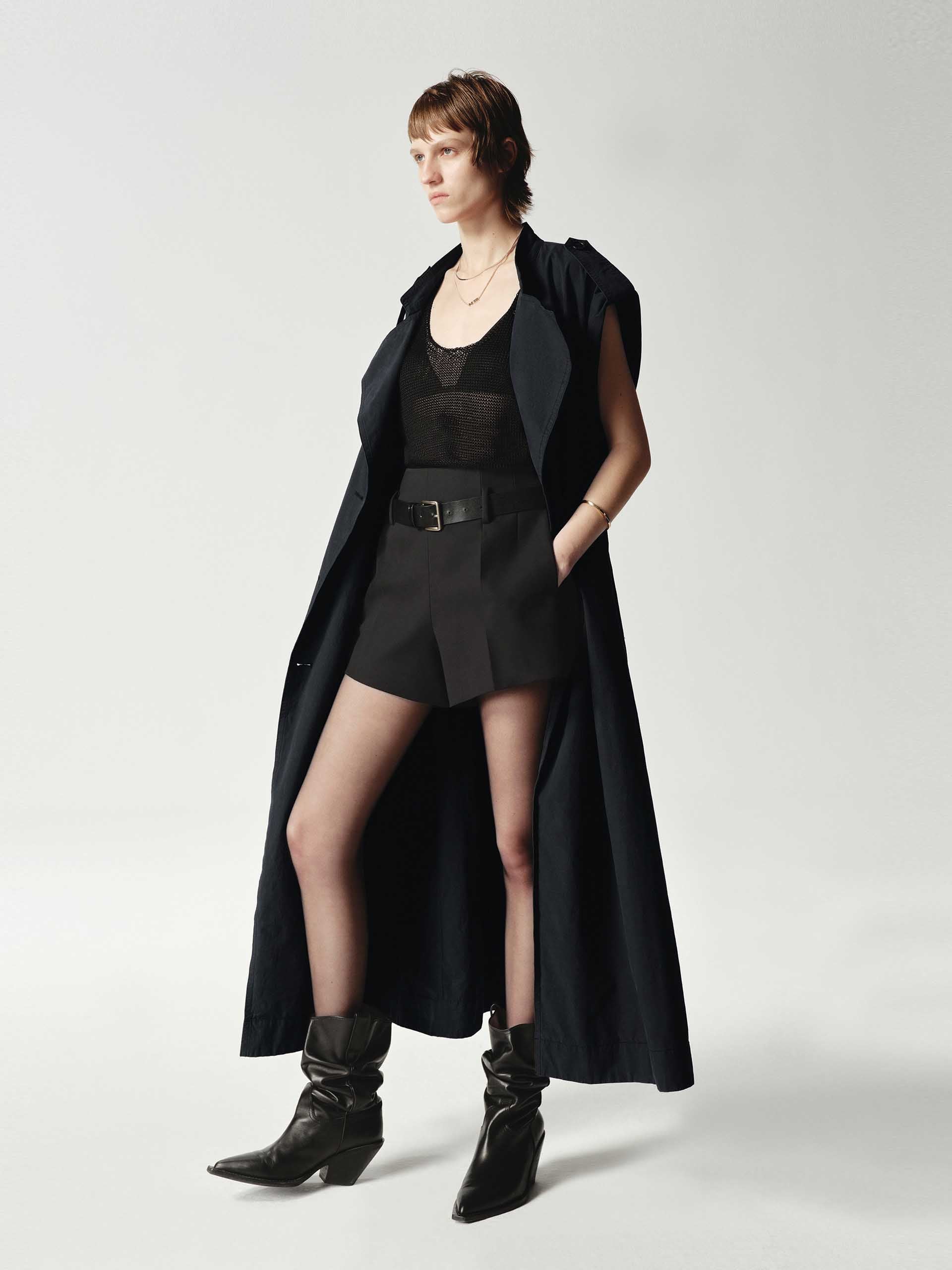 Sleeveless Back Slit Trench Coat - Image 10