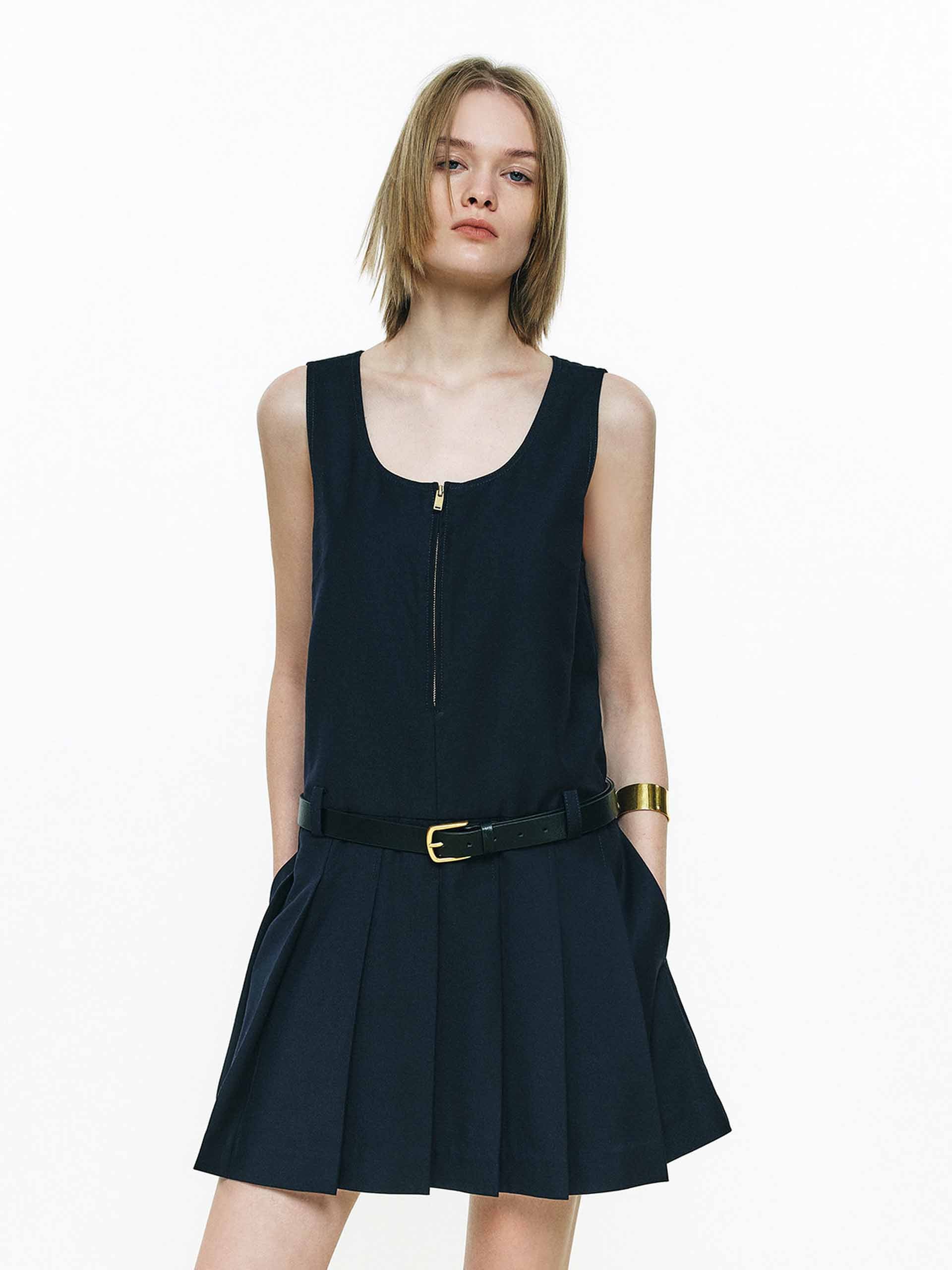 Sleeveless Mini Pleated Dress