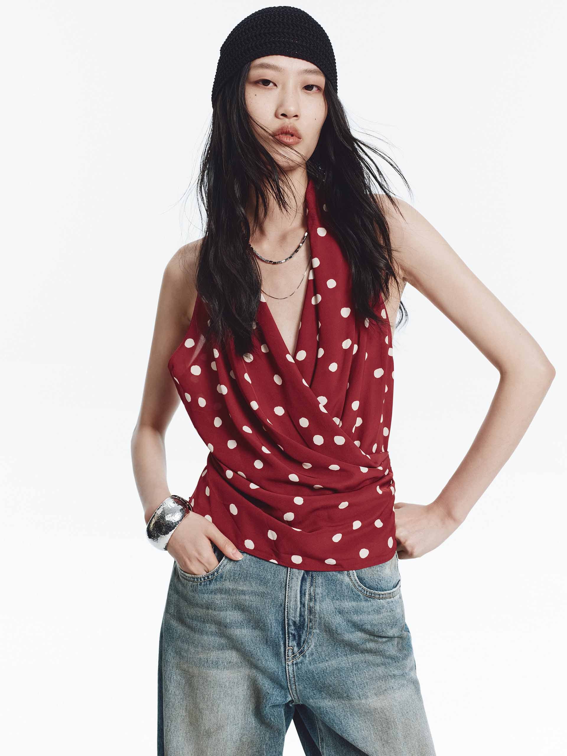 Sleeveless Polka-Dot Top - Image 9