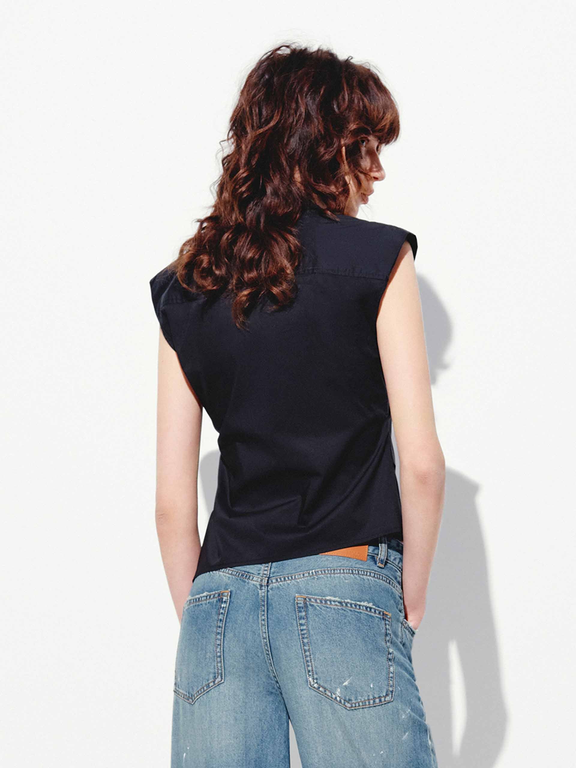 Sleeveless Slanted Placket Blouse - Image 6