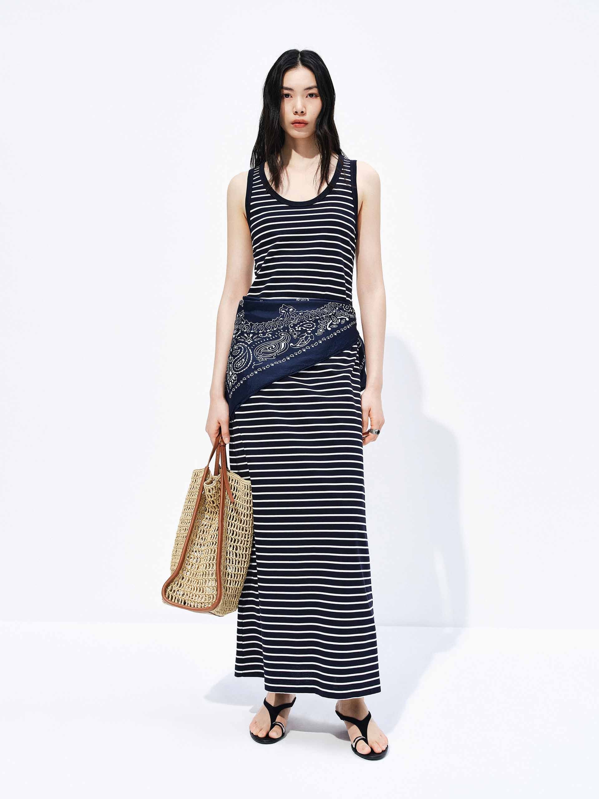 Sleeveless Striped Cotton Dress