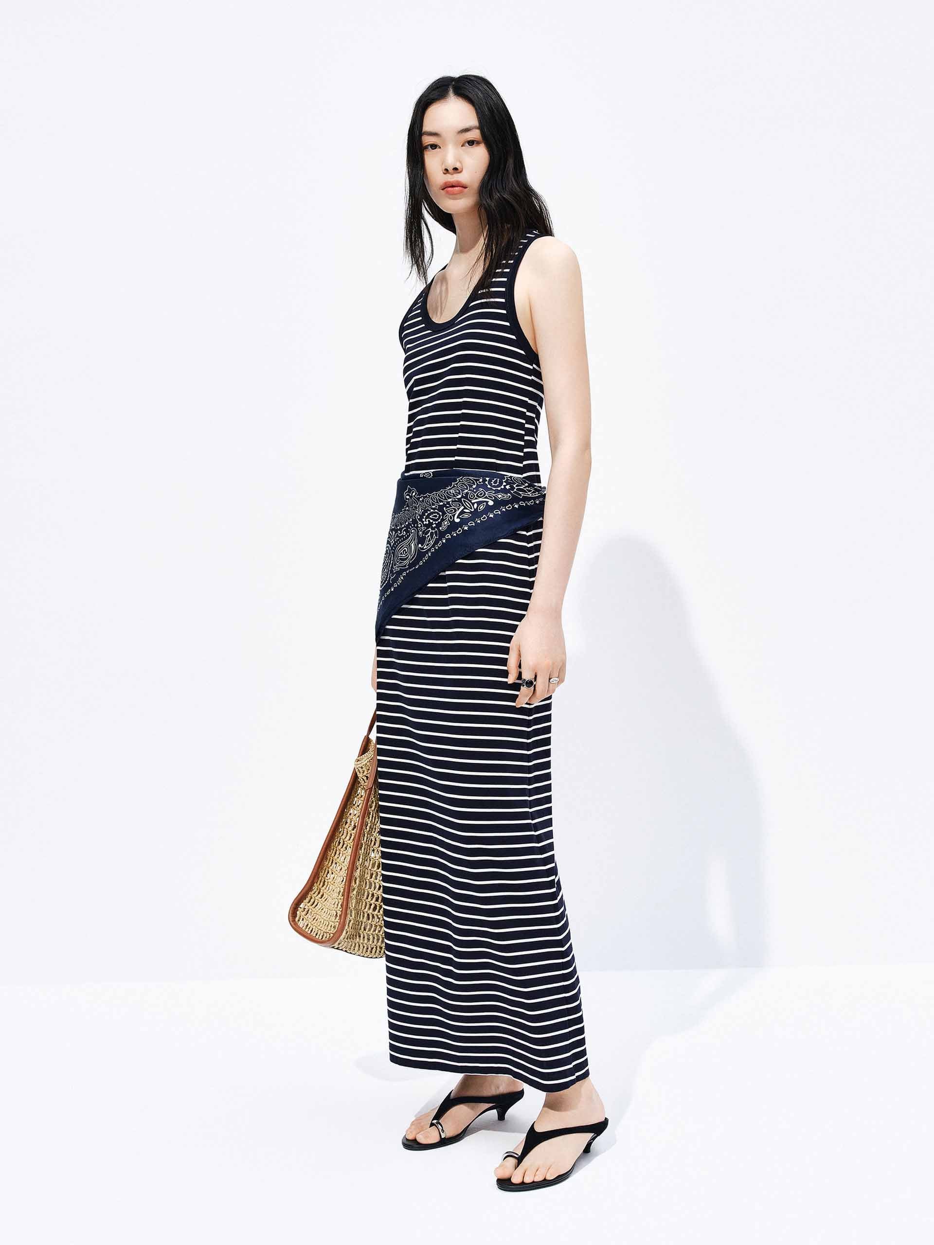 Sleeveless Striped Cotton Dress - Image 6