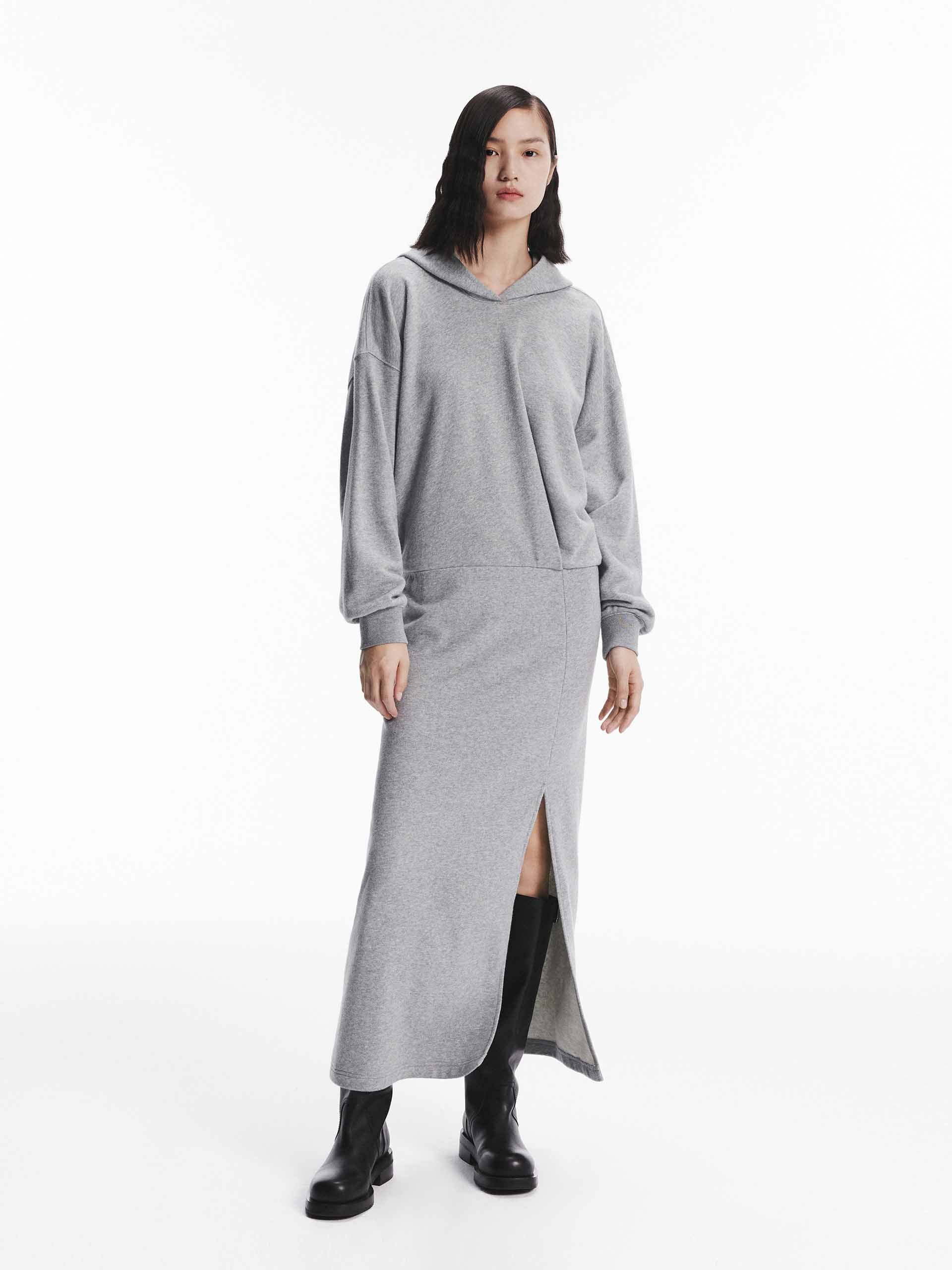 Slit Detail Hooded Dress